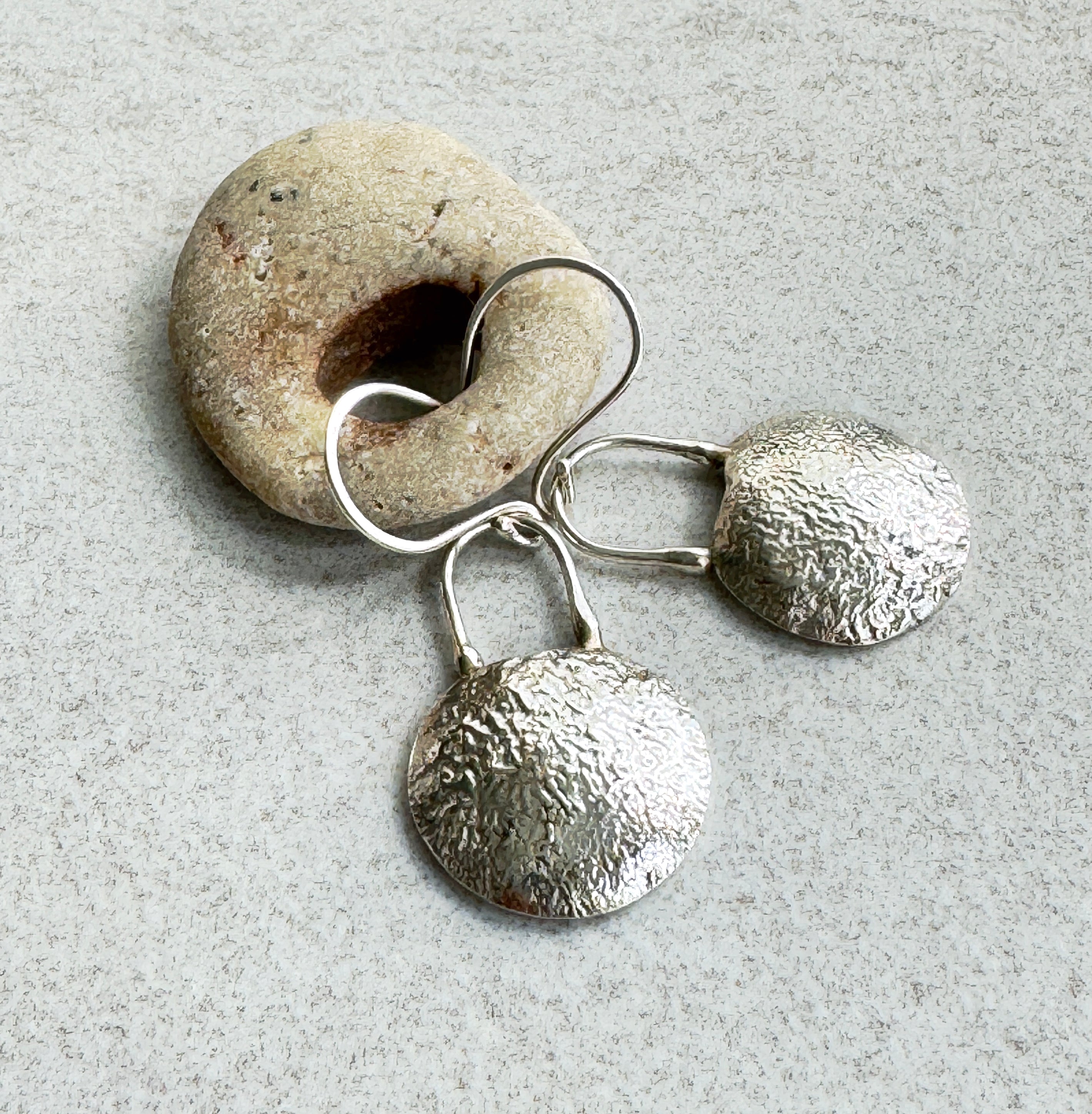 Sterling Silver Textured Dome Earrings