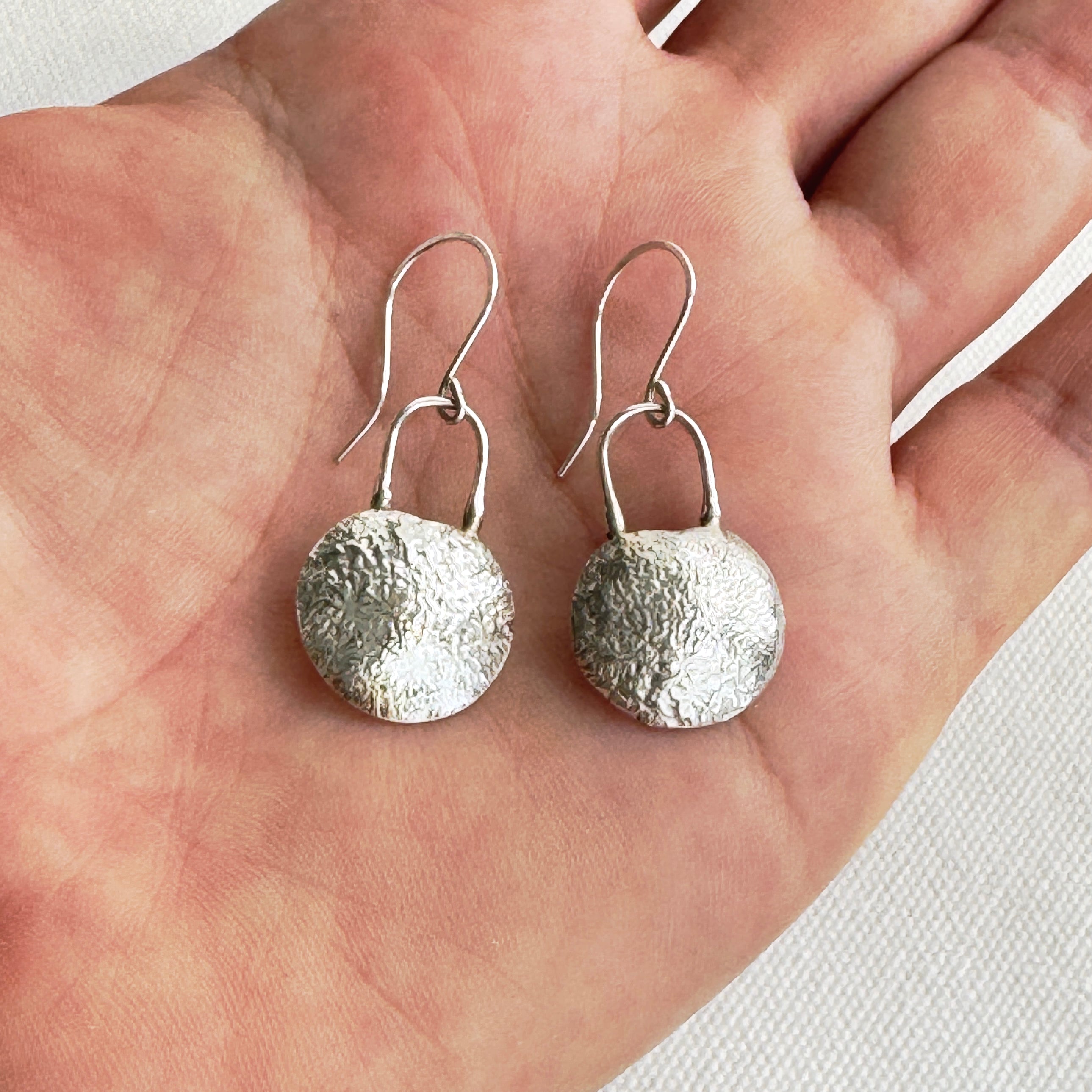 Sterling Silver Textured Dome Earrings