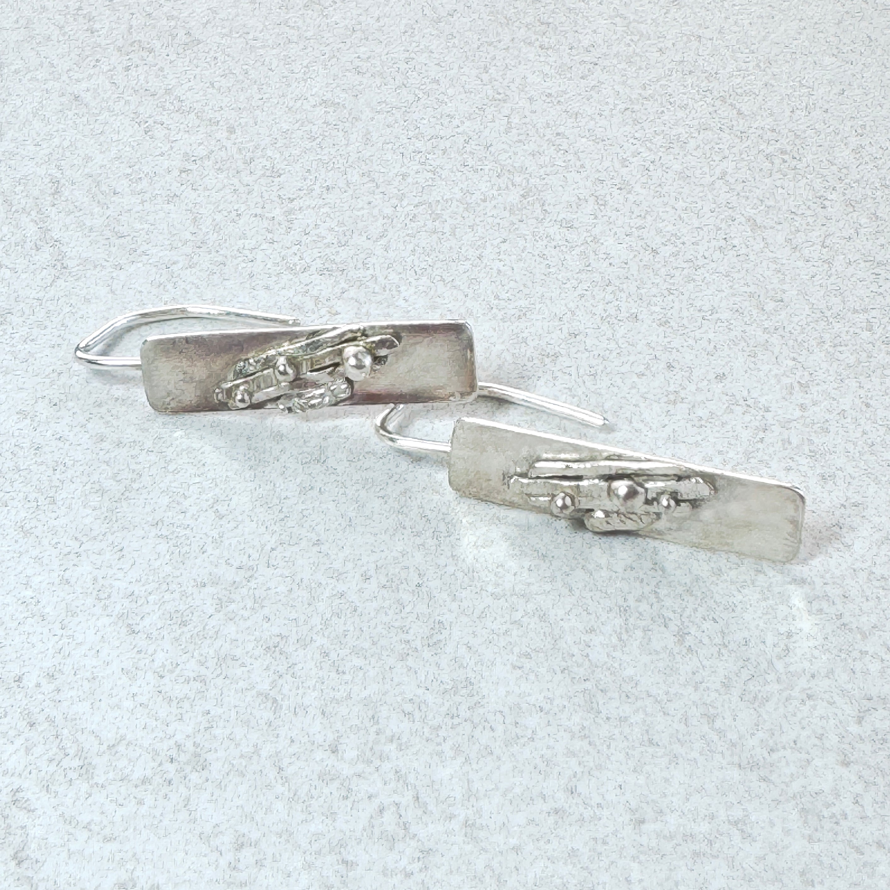 Sterling Silver Textured Blade Drop Earrings