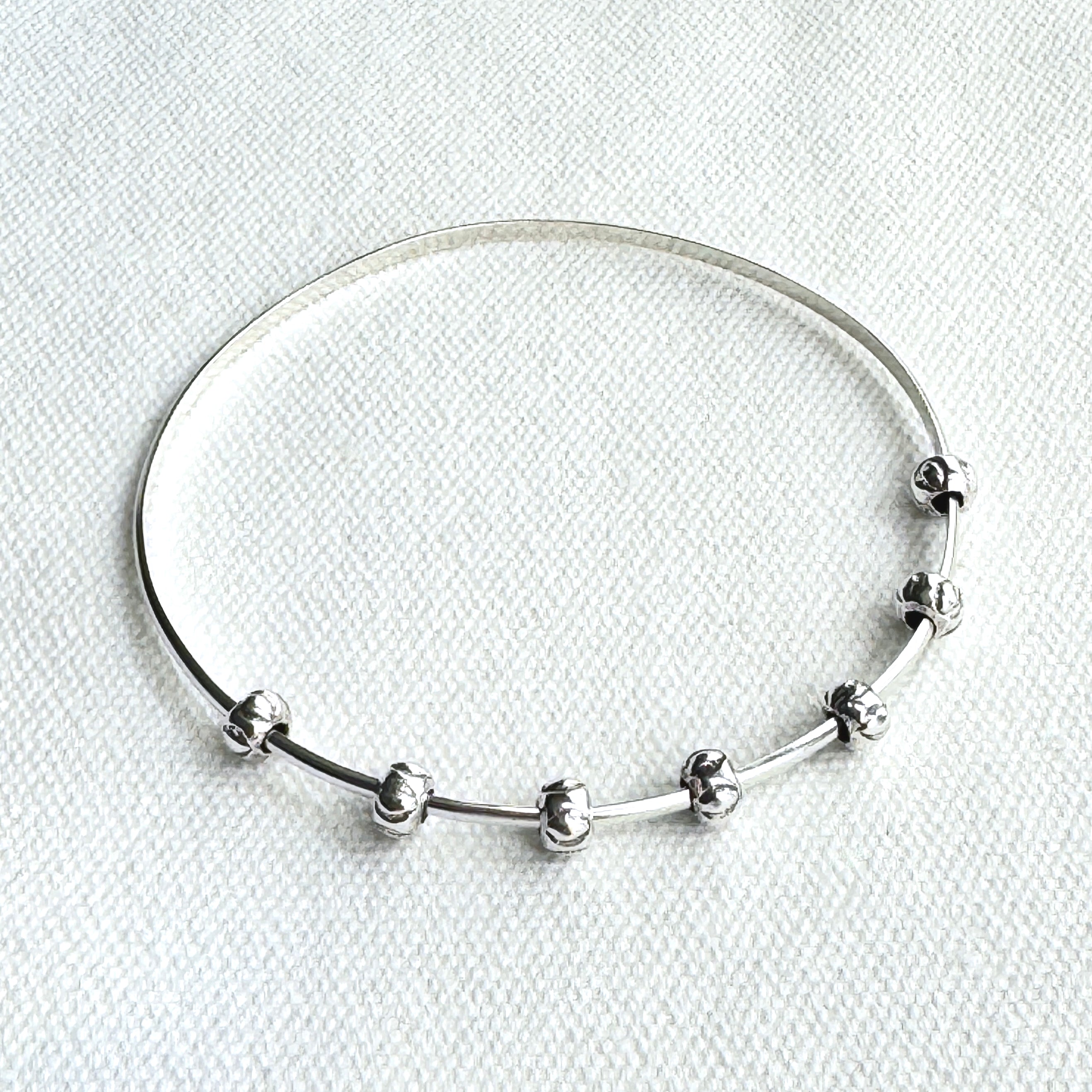 Sterling Silver Thai Bead Bangle Bracelet