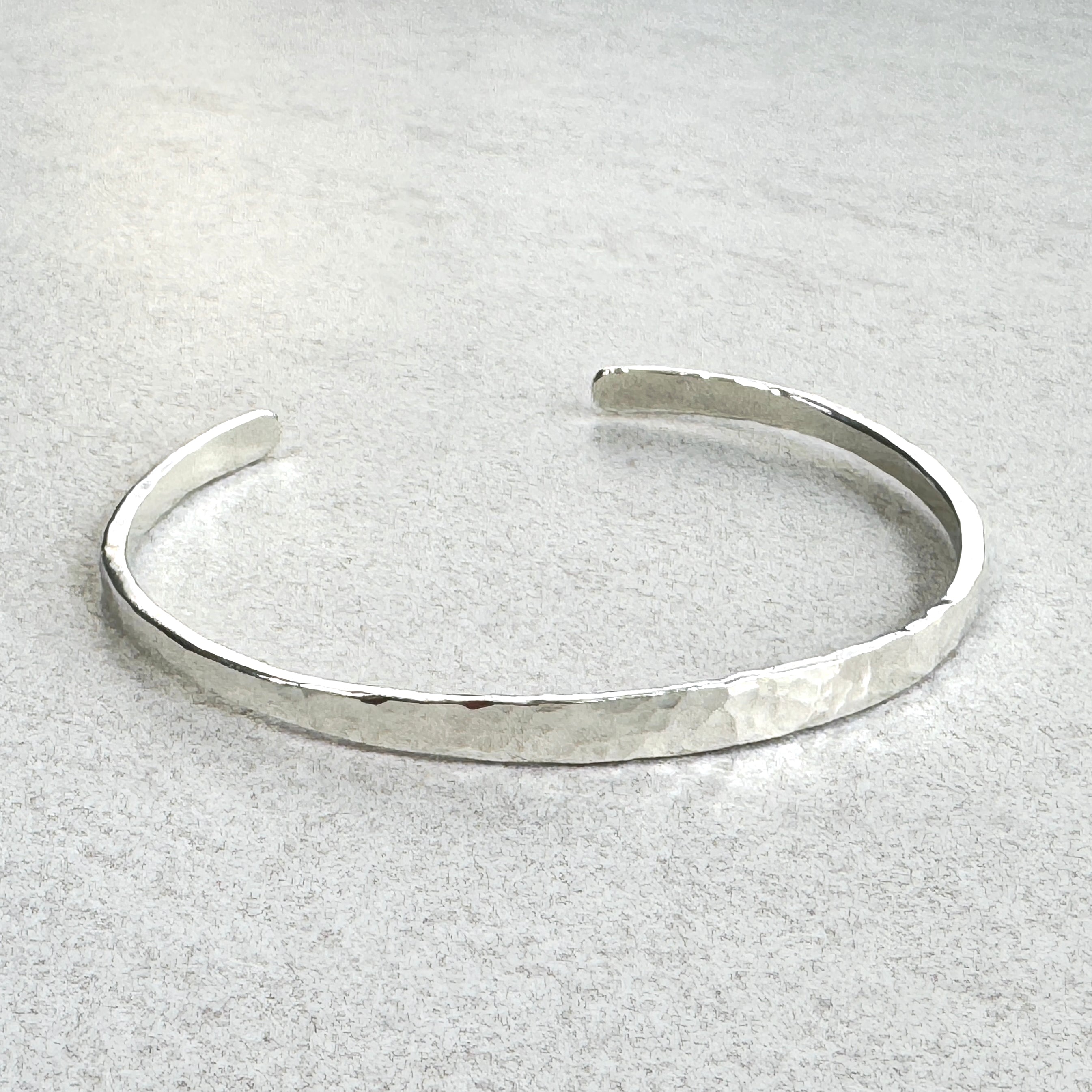 Hammered Highly Polished Sterling Silver Cuff