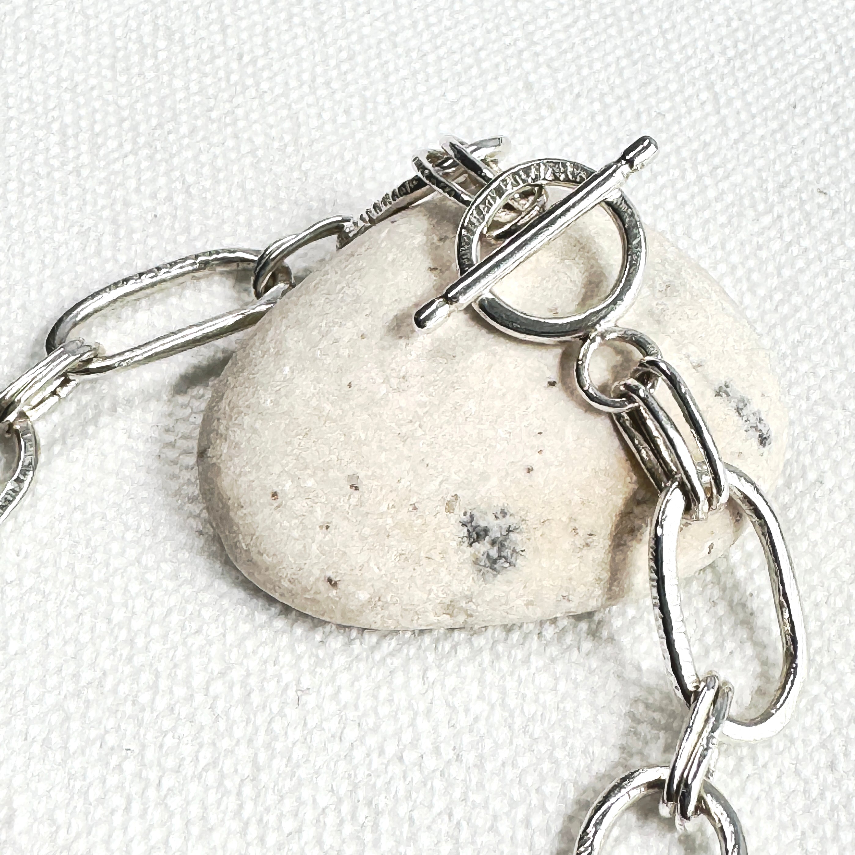 Hammered Sterling Silver Large Link Bracelet