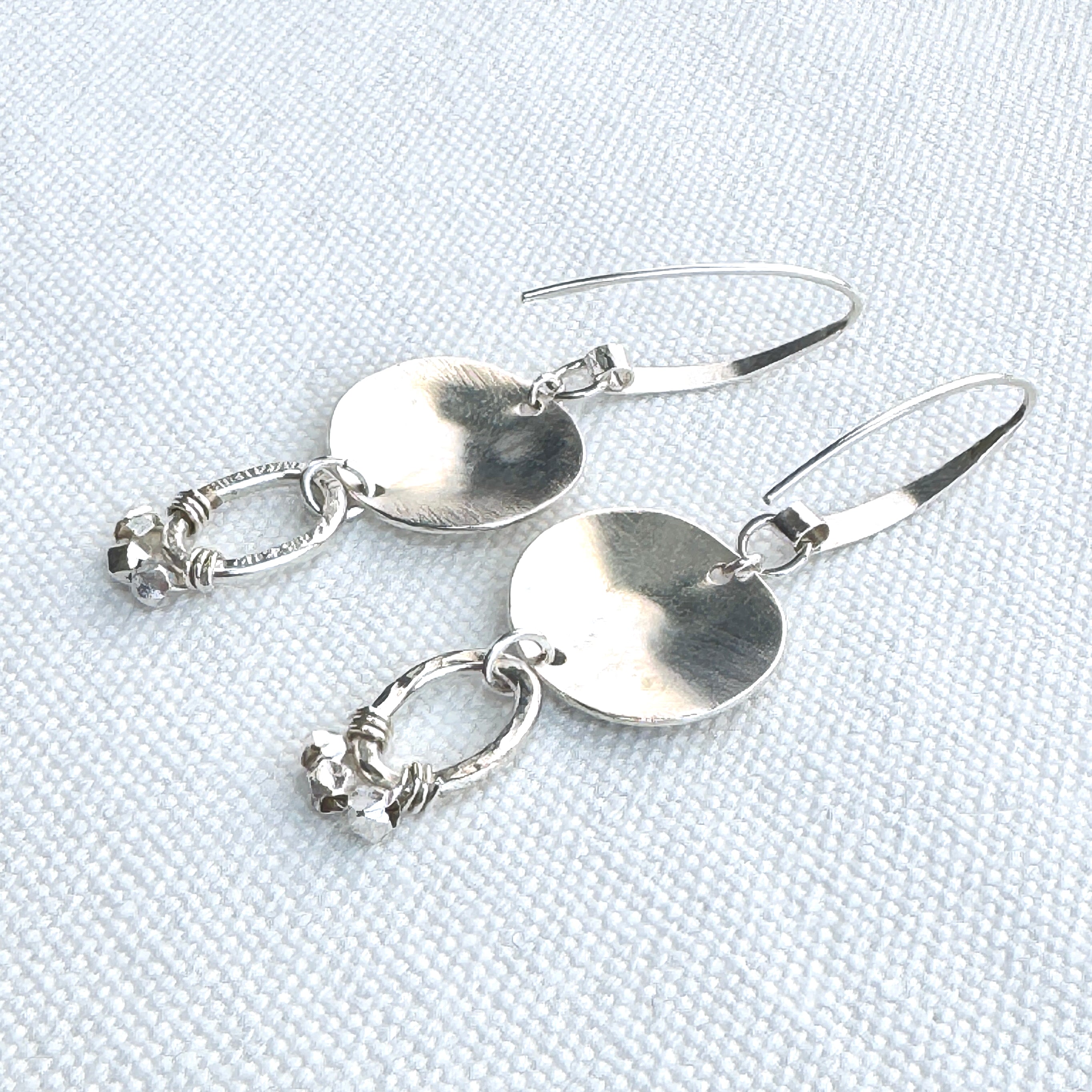 Asymmetric Hammered 925 Silver Disc Earrings