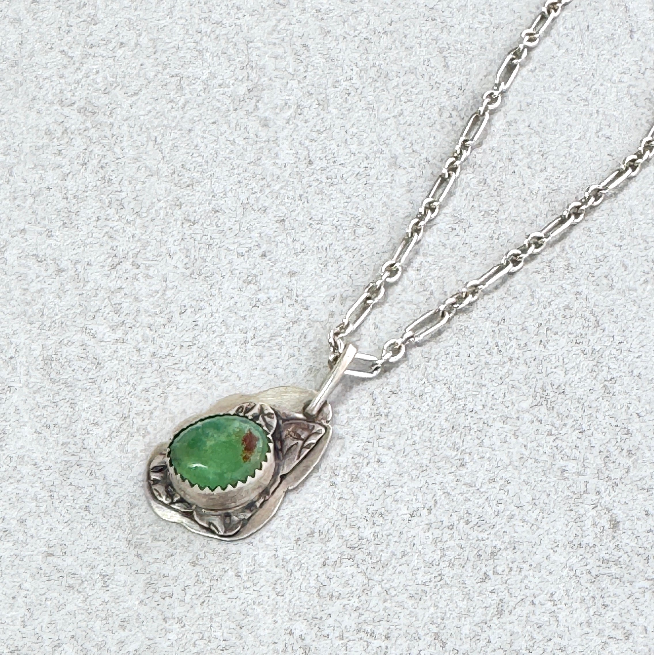Chrysoprase Leaf Sterling Silver Necklace