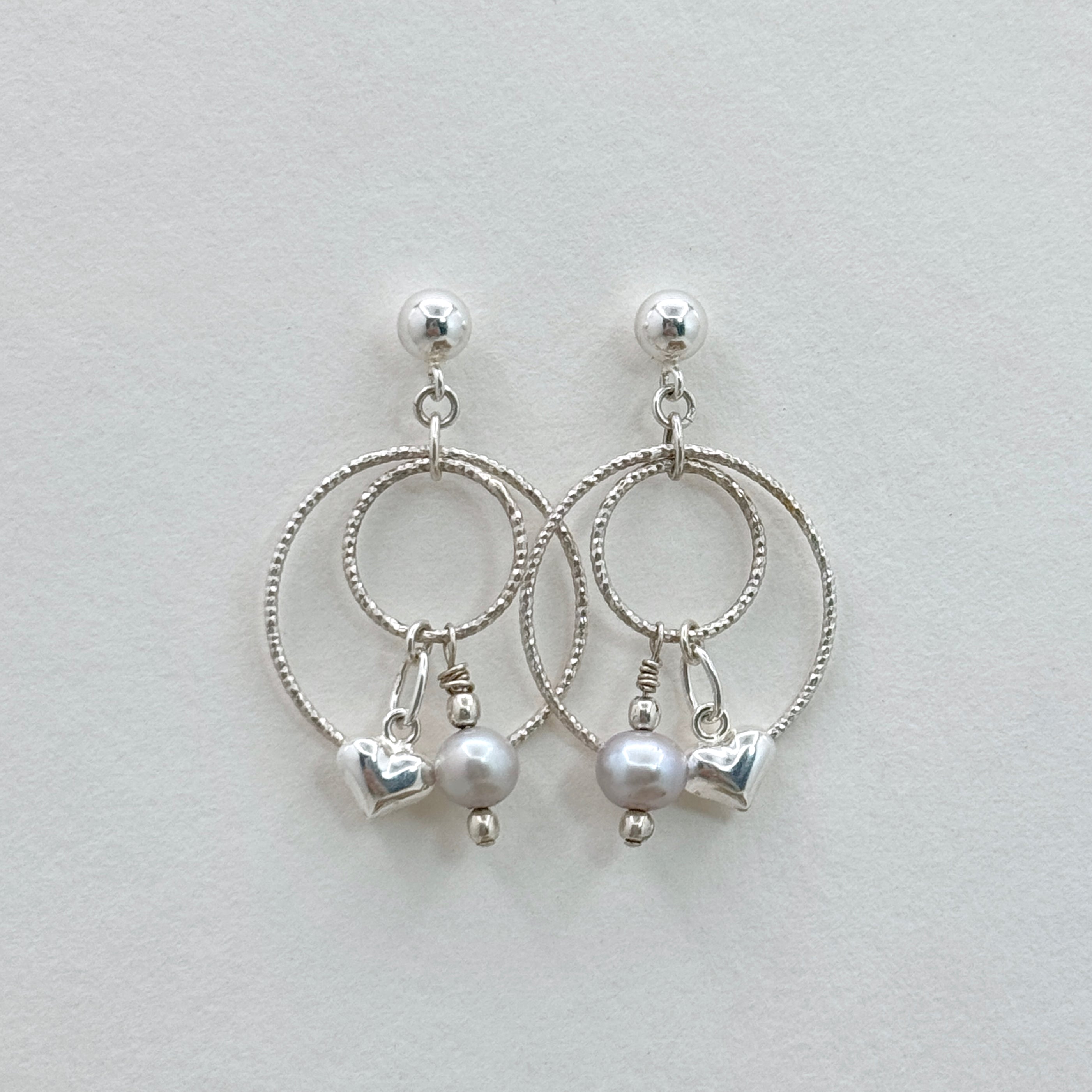 Sterling Silver Hoop Gray Pearl Earrings