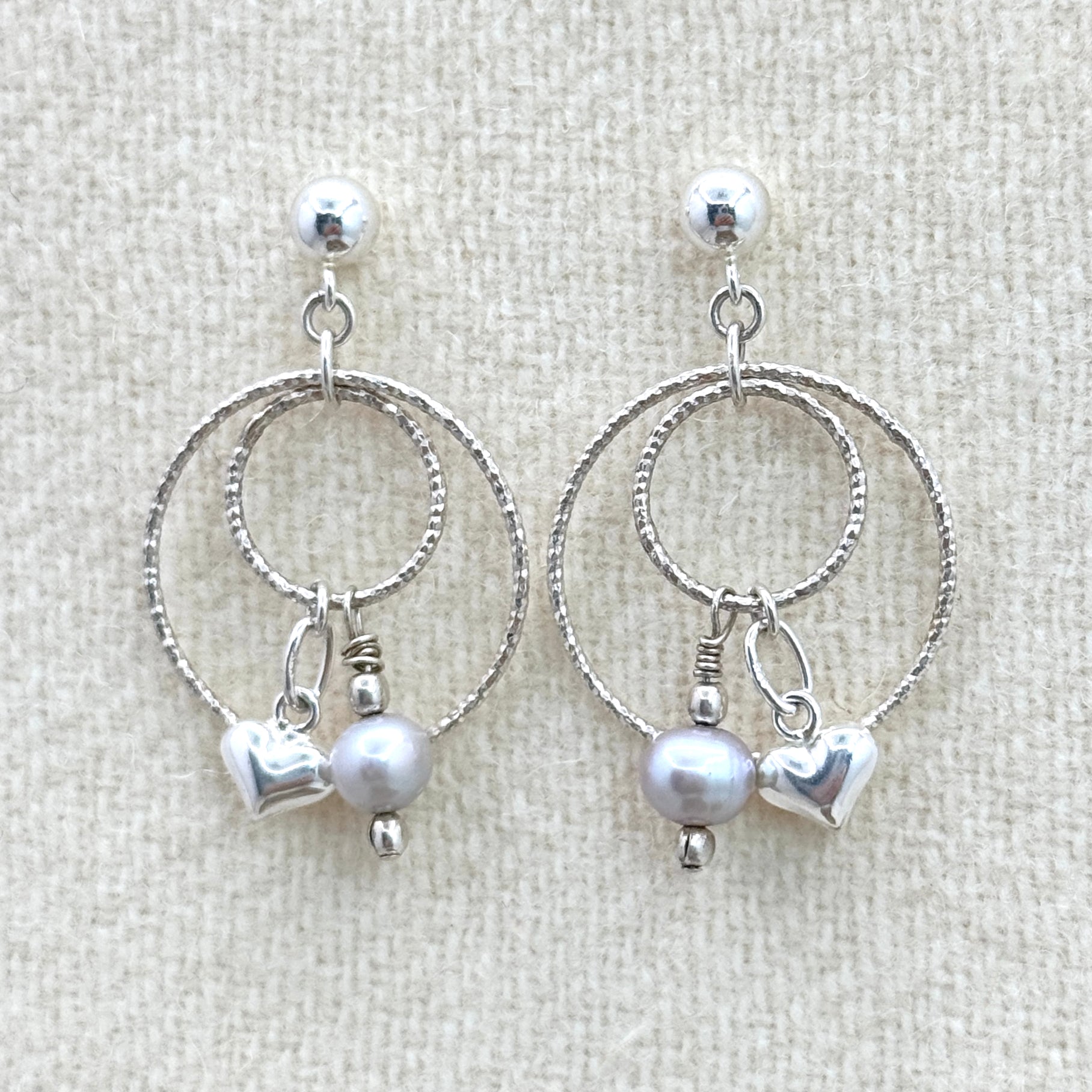 Sterling Silver Hoop Gray Pearl Earrings