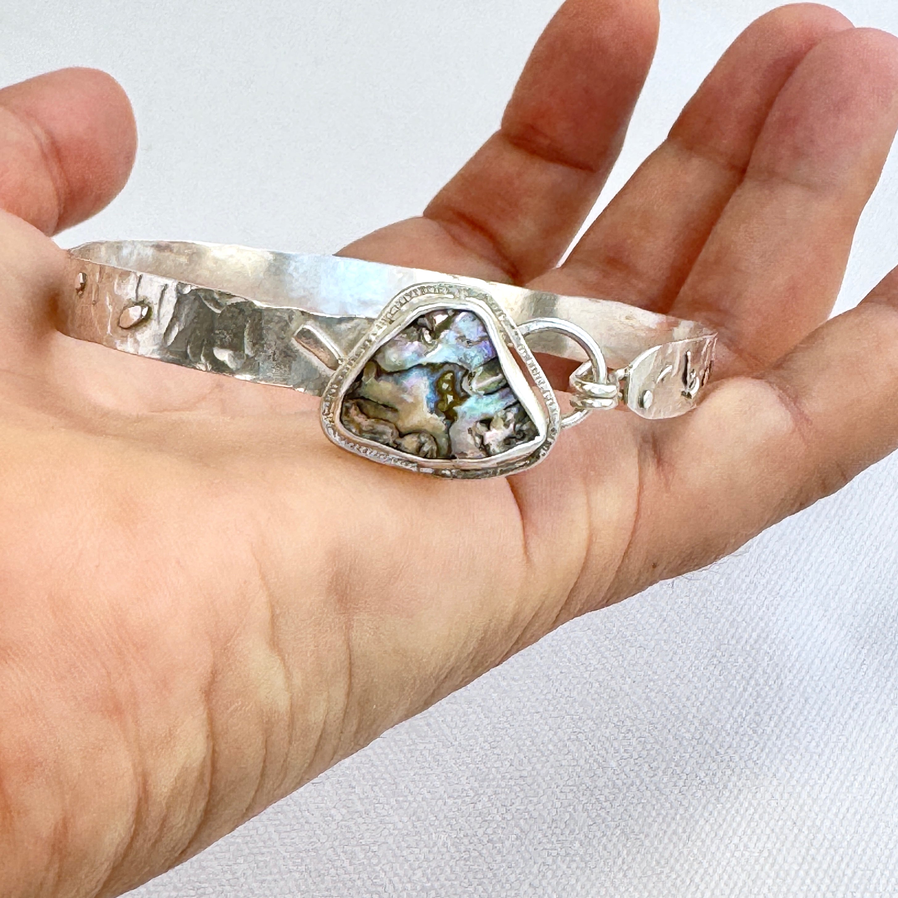 Abalone Shell Sterling Silver Bangle Bracelet