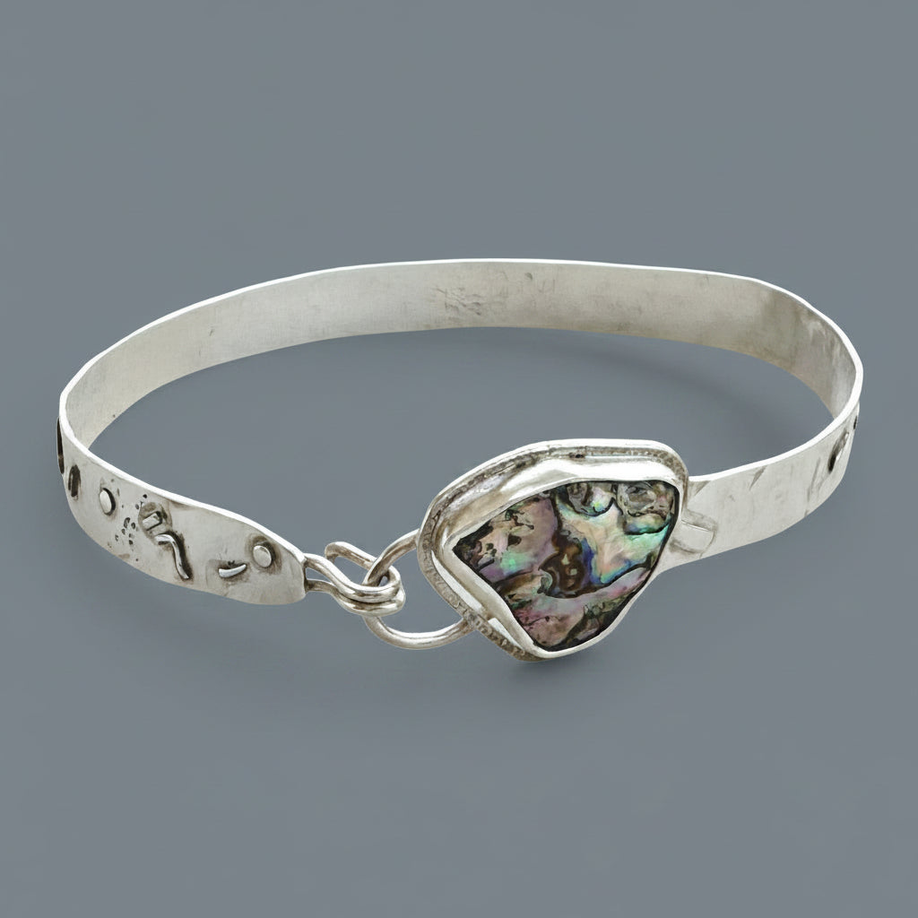 Abalone Shell Sterling Silver Bangle Bracelet