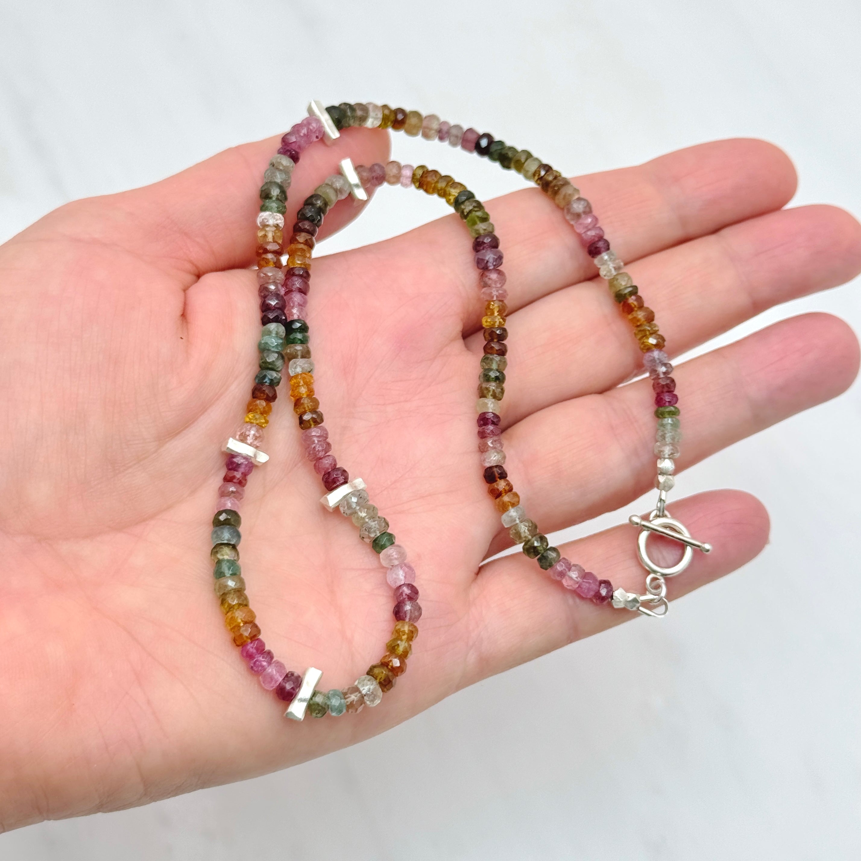 Multicolor Tourmaline 925 Silver Necklace