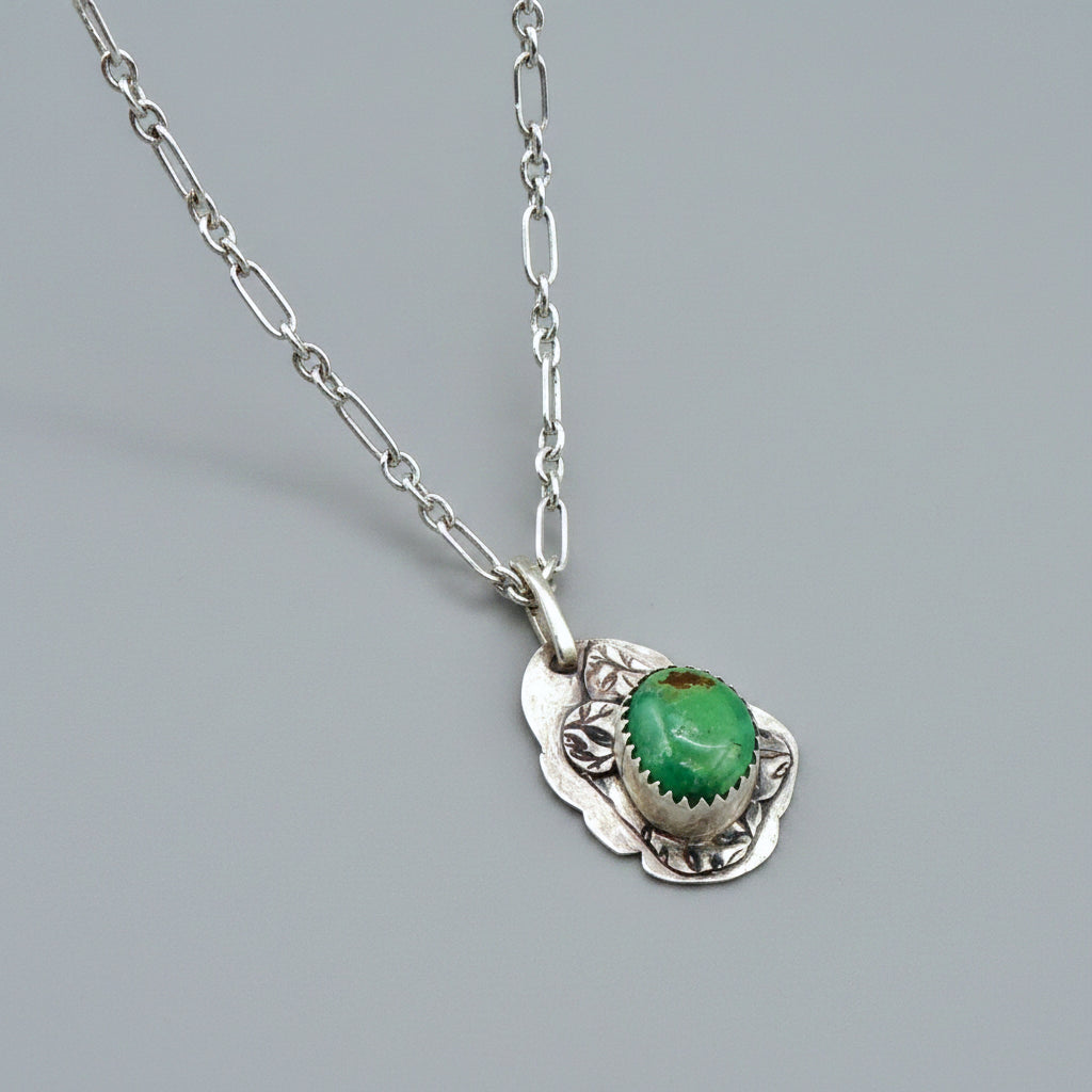 Chrysoprase Leaf Sterling Silver Necklace