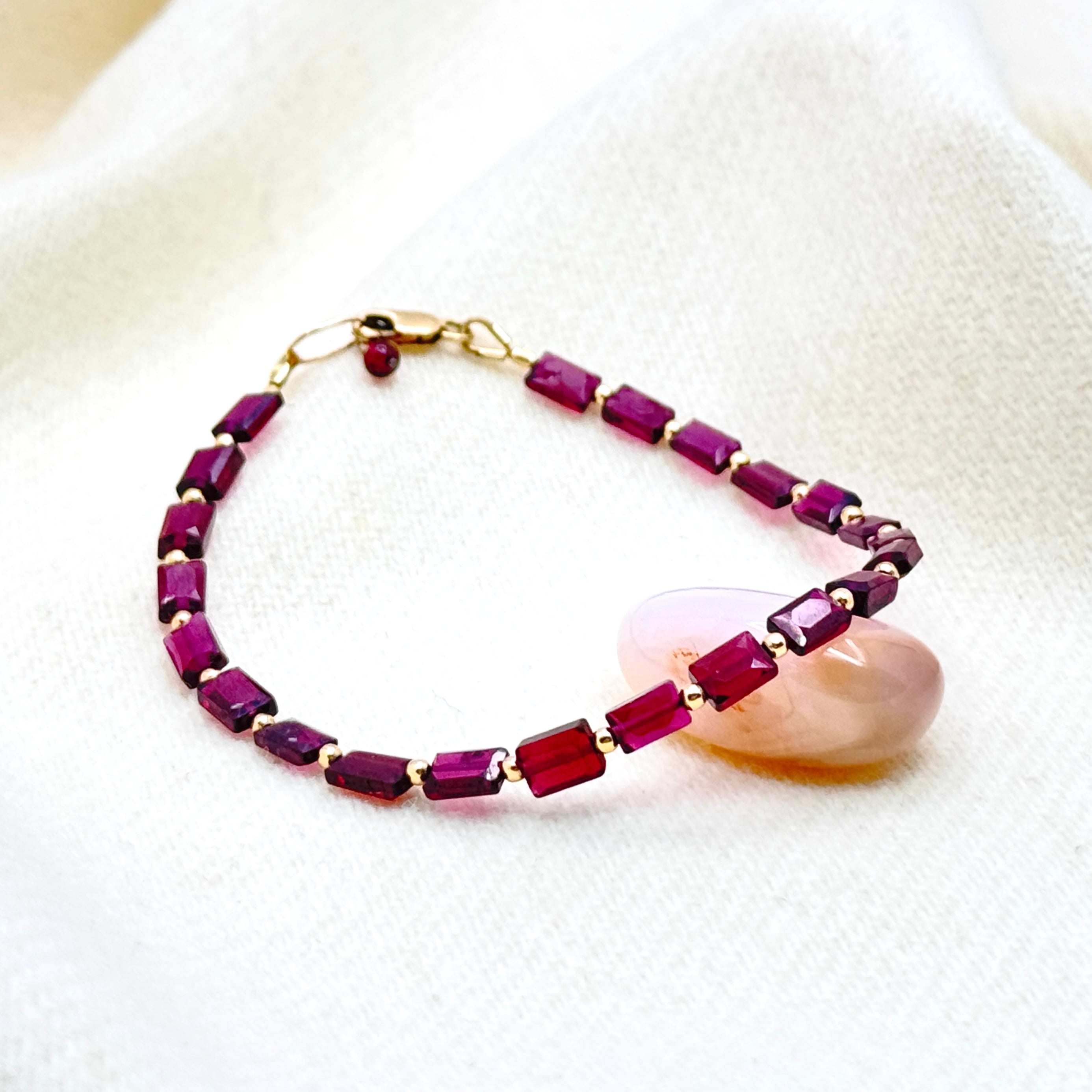 Faceted Garnet Gold-Filled Bracelet