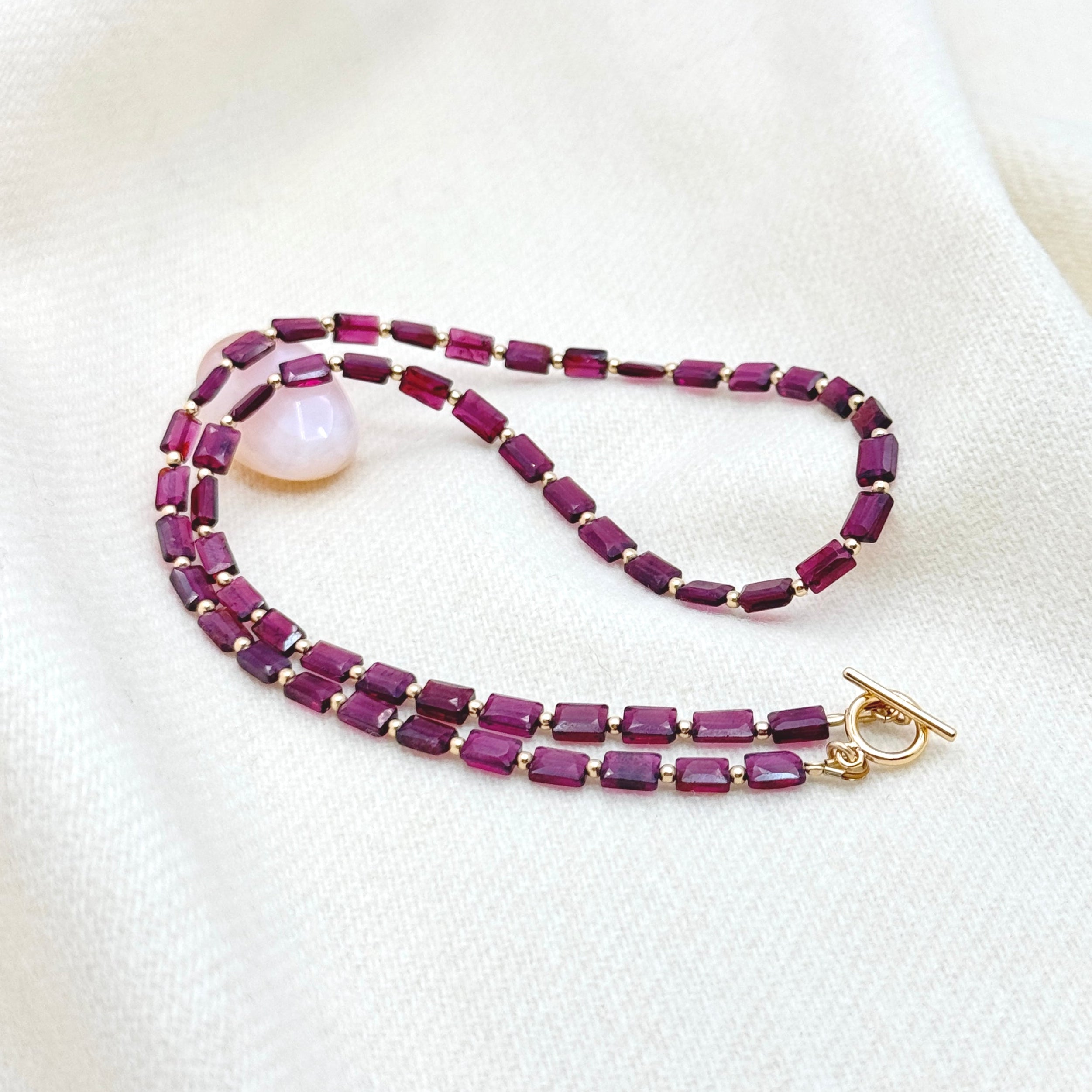 Faceted Garnet Gold-Filled Necklace