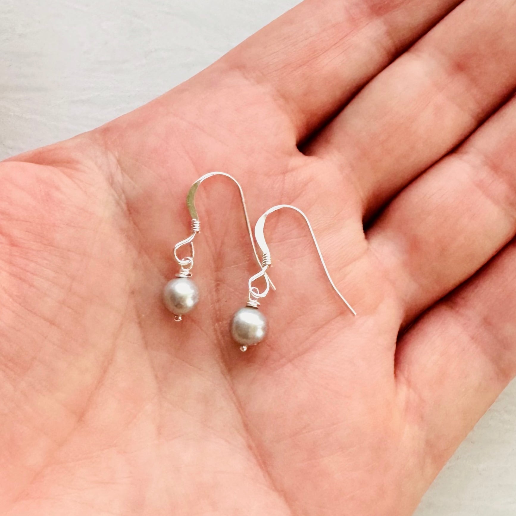 Sterling Silver Gray Pearl Drop Earrings
