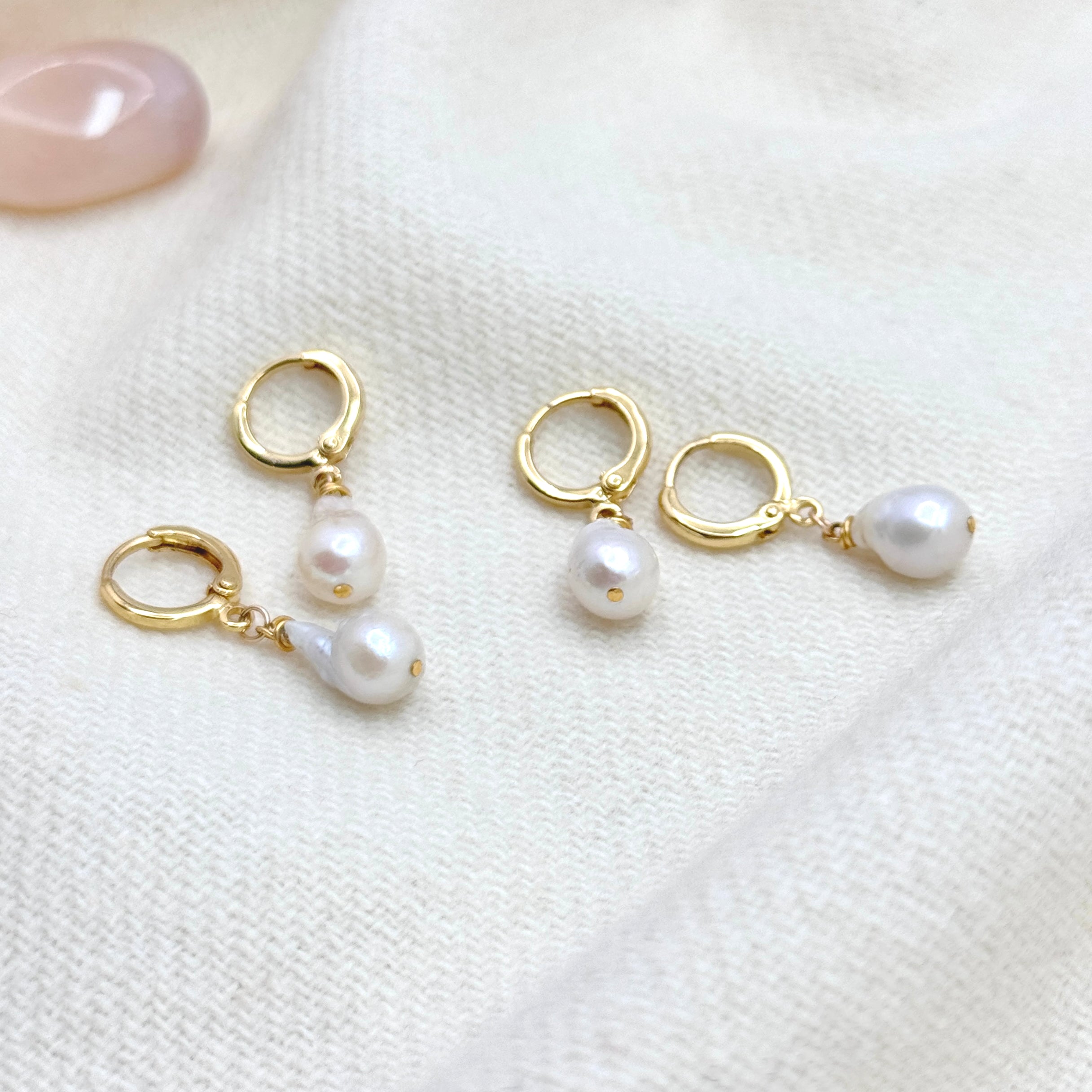 Baroque Pearl 14K Gold-Filled Huggie Earrings