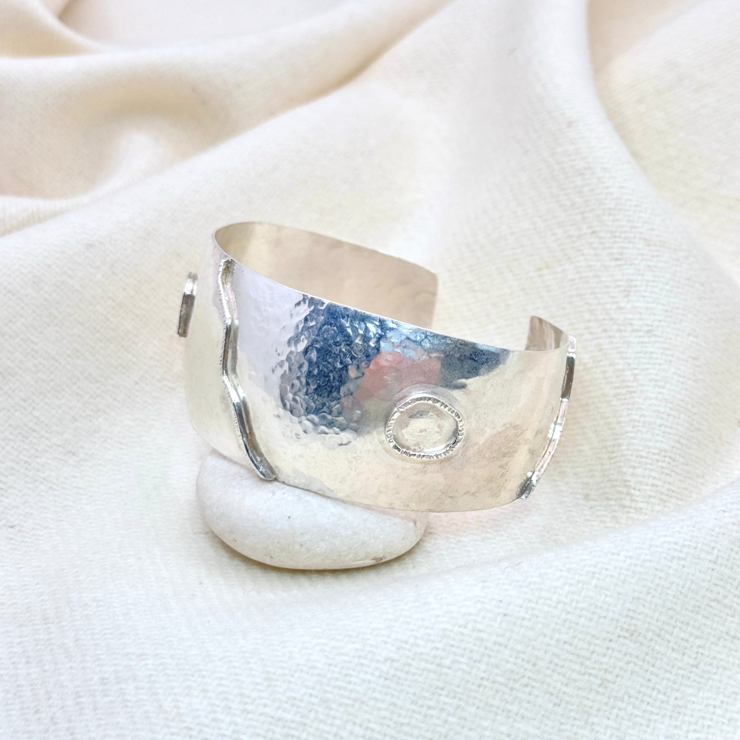 Wide Hammered Sterling Silver Synclastic Cuff