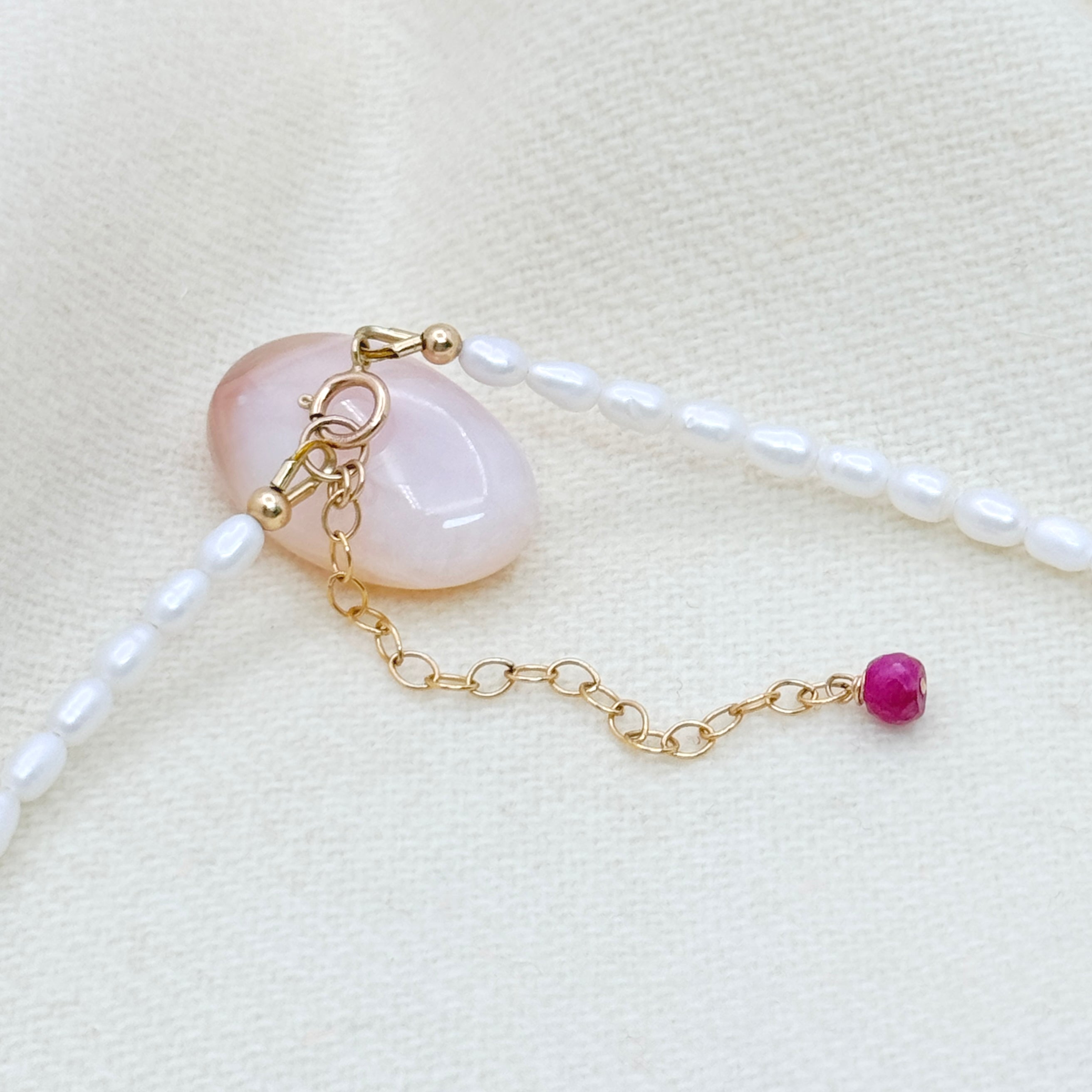 Pearl, Ruby, & Gold-Filled Accent Necklace