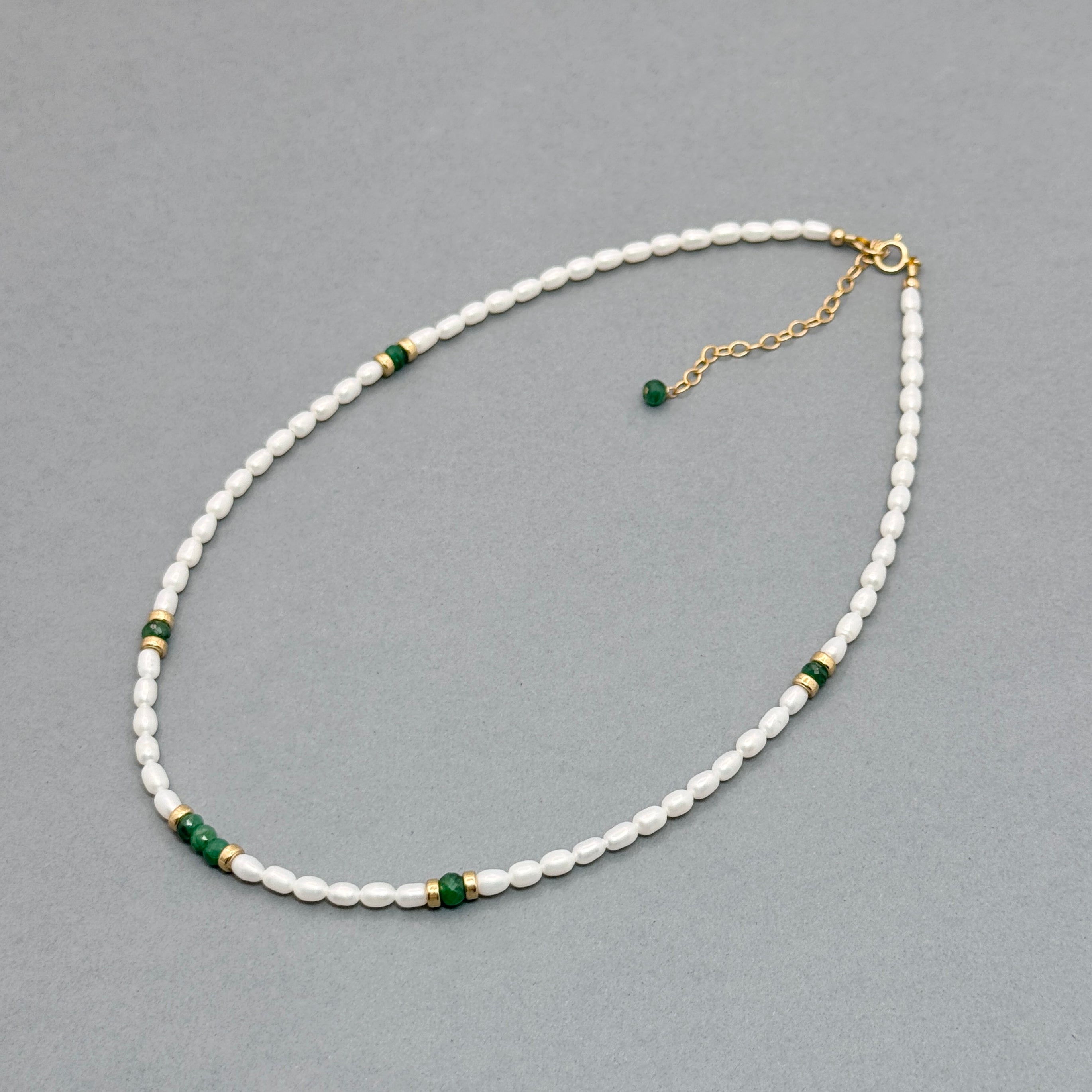 Pearl, Emerald, & Gold-Filled Accent Necklace