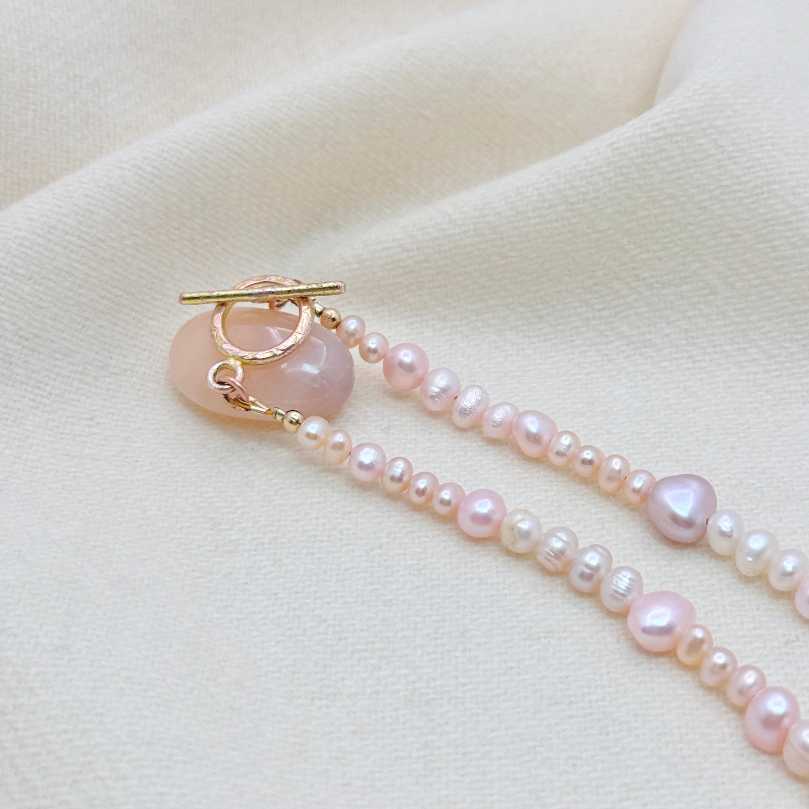 Long White & Pink Freshwater Pearl Necklace