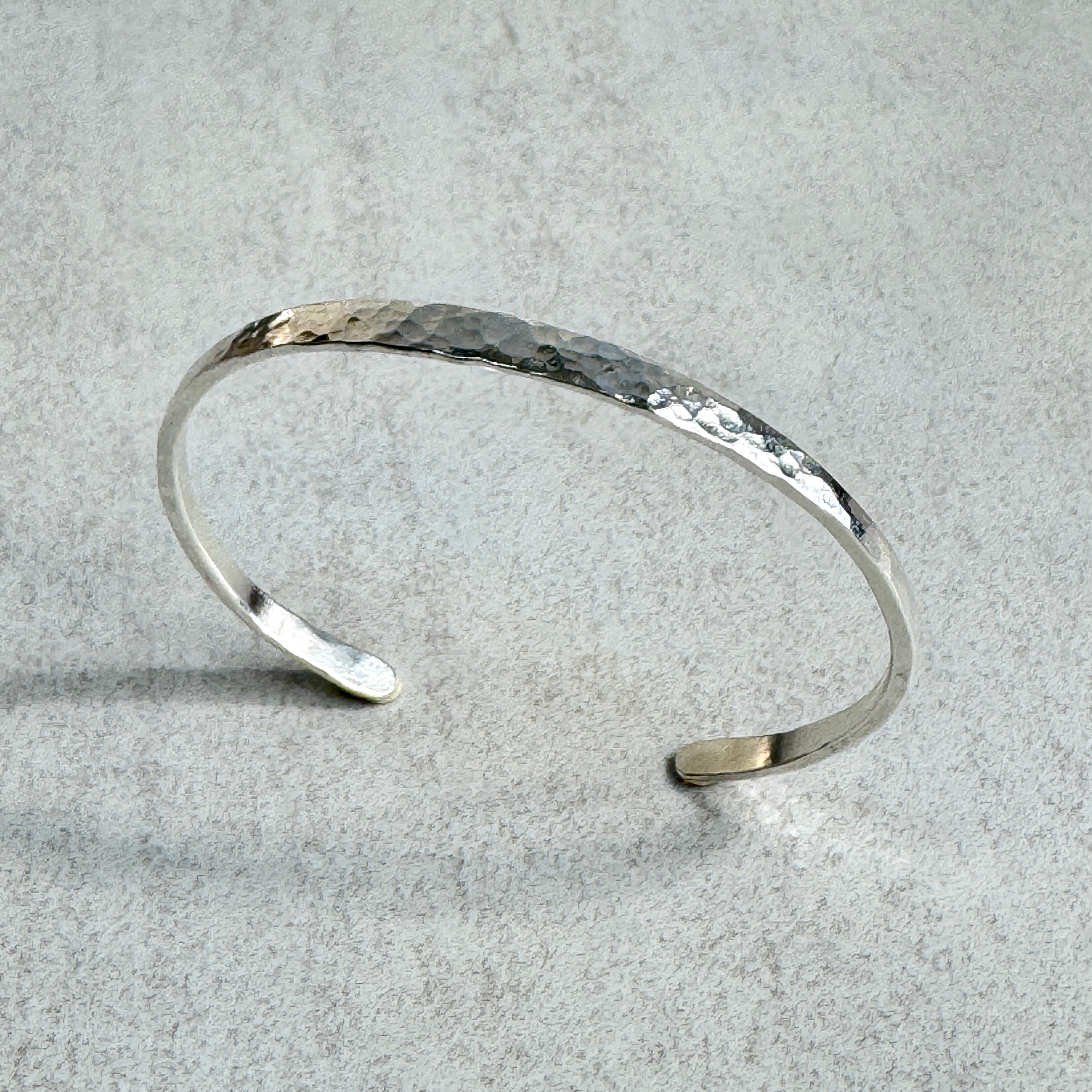 Hammered Highly Polished Sterling Silver Cuff