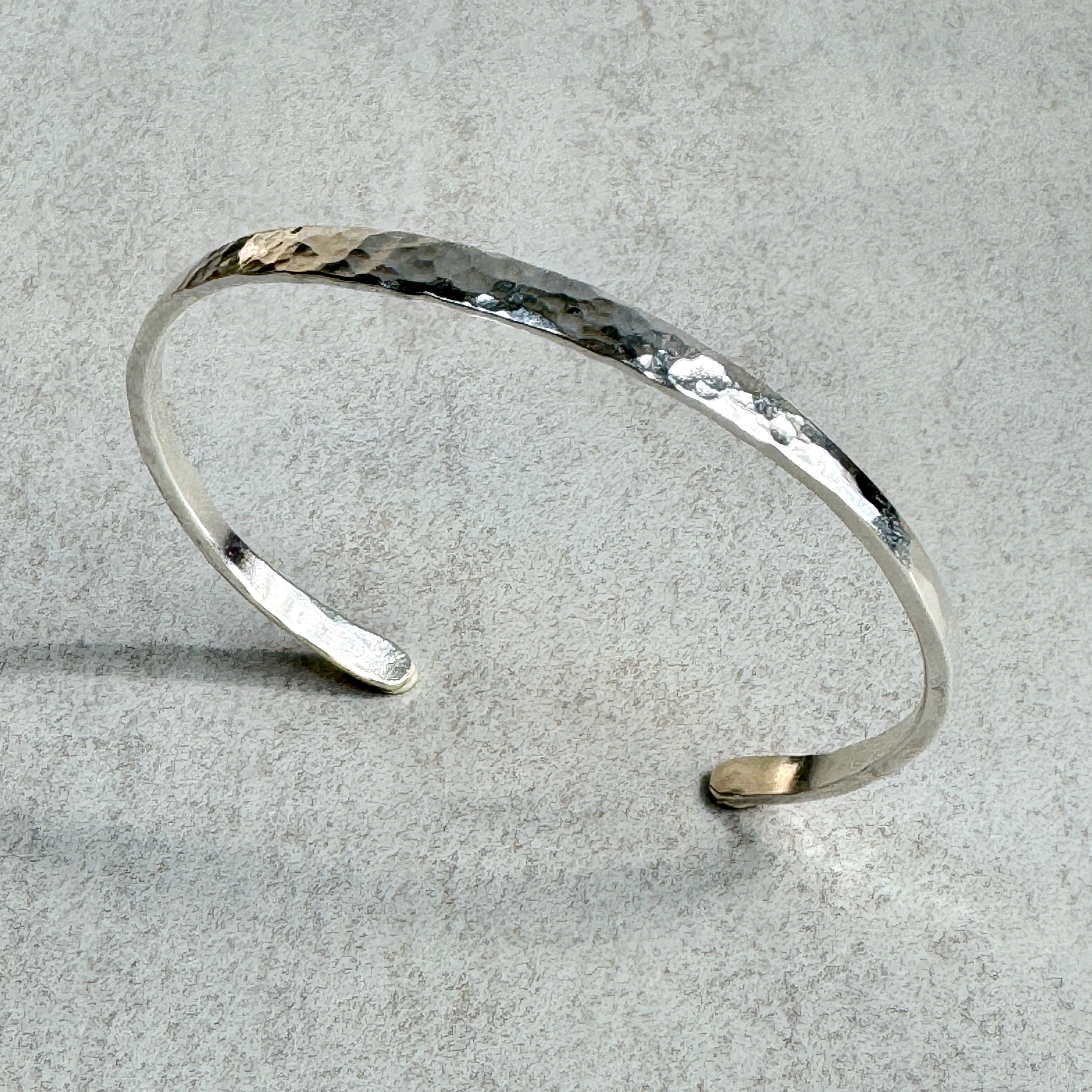 Hammered Highly Polished Sterling Silver Cuff