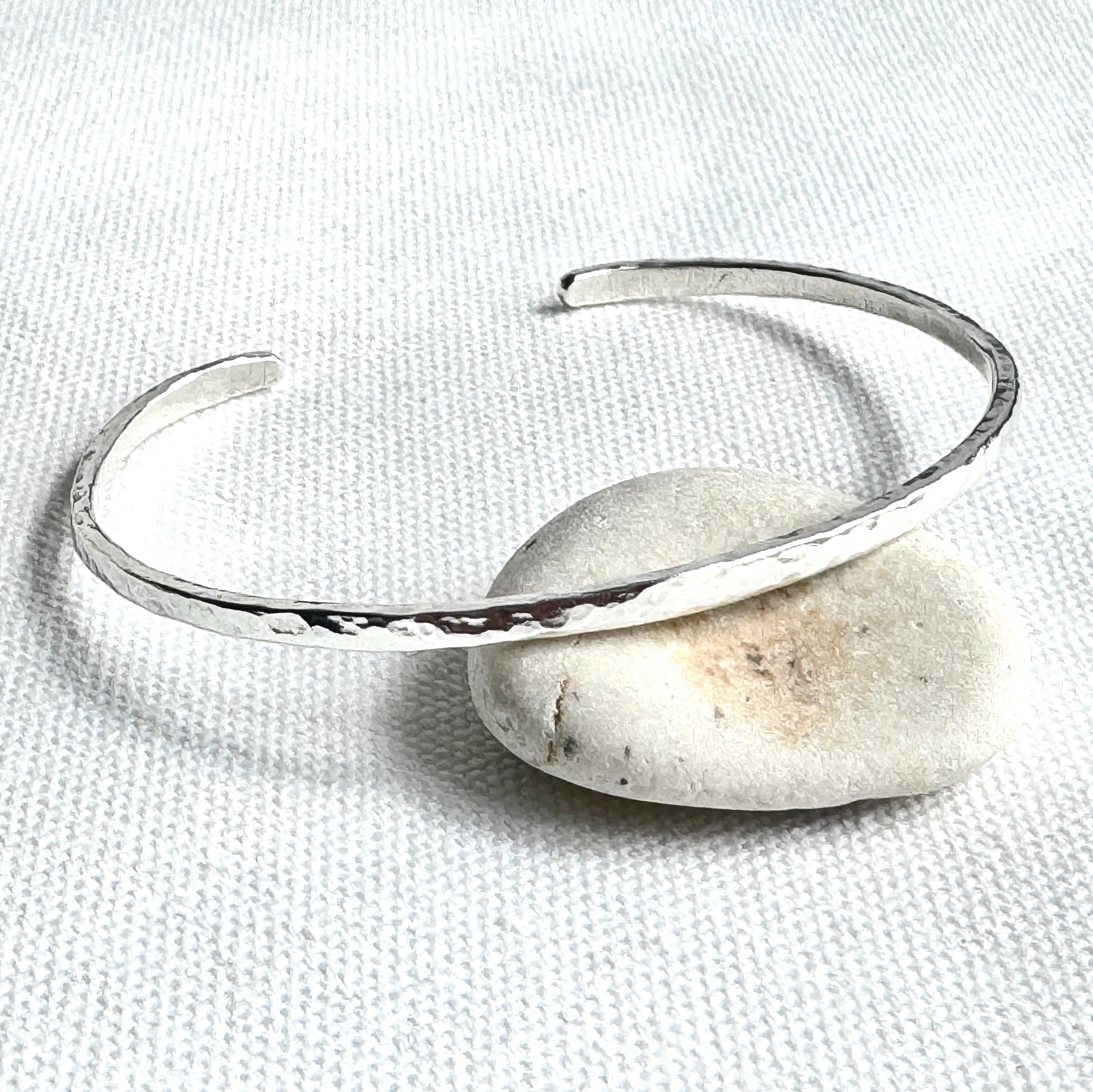 Hammered Sterling Silver Oval Cuff Bracelet