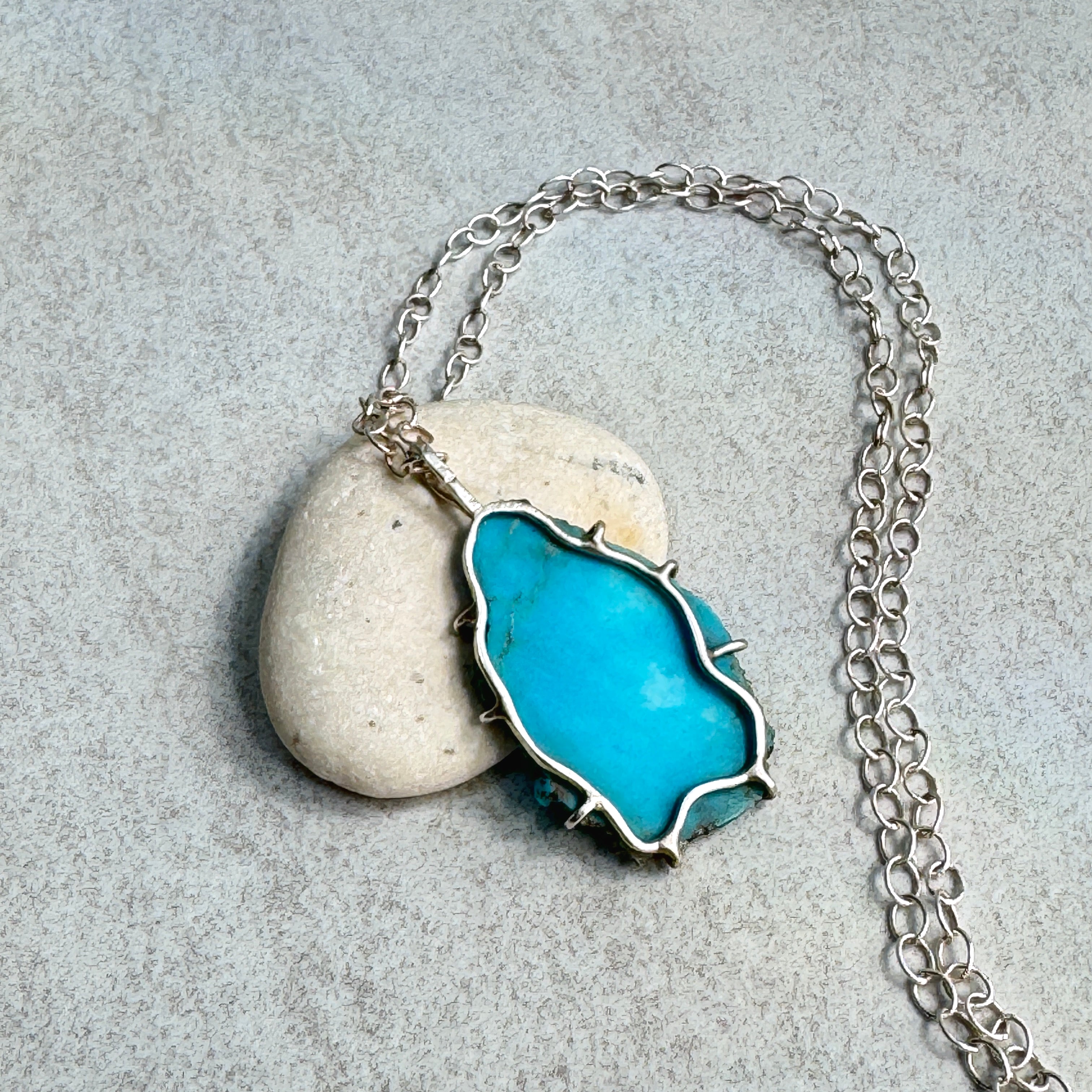 Kingman Turquoise 925 Silver Pendant Necklace