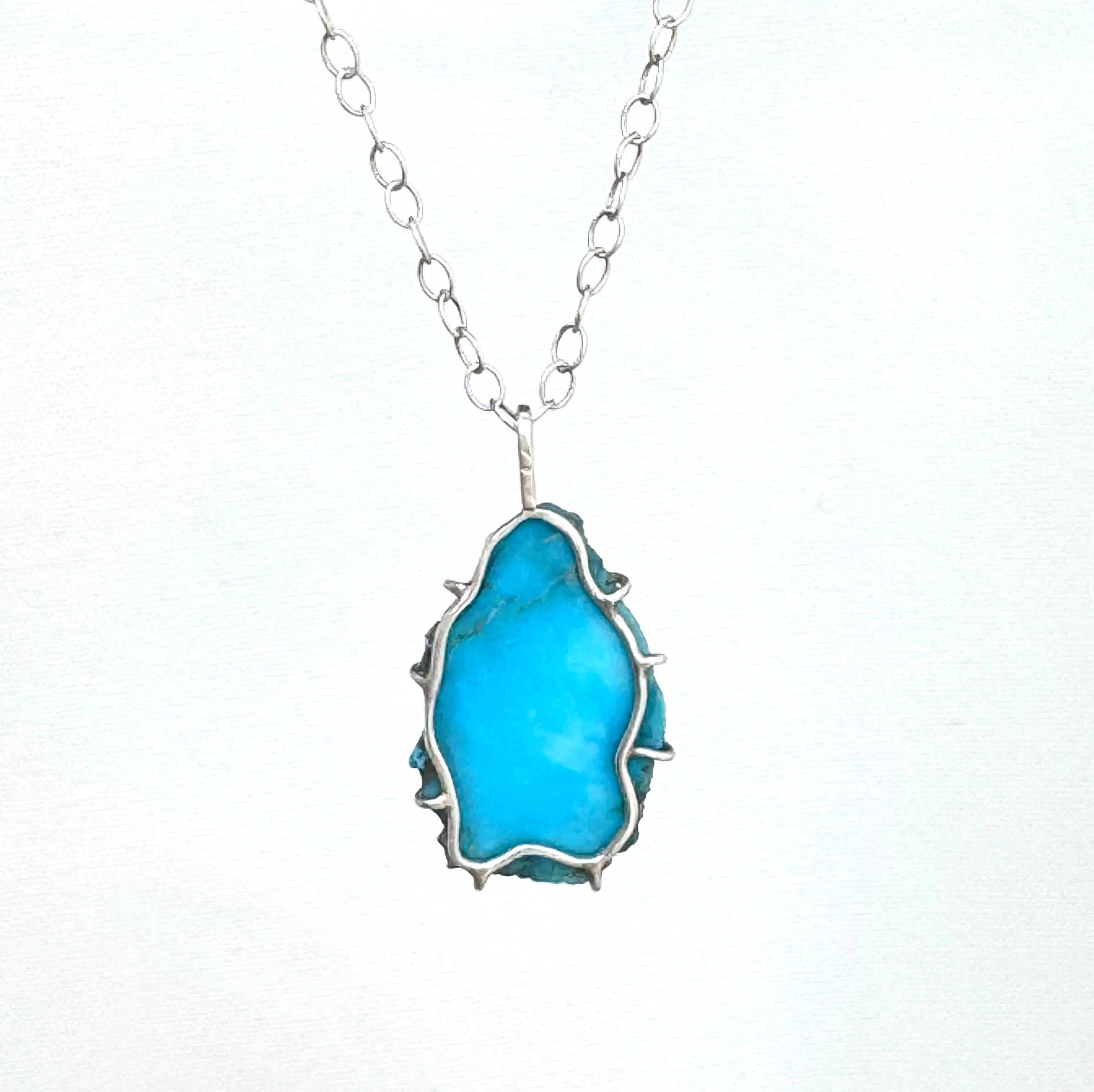 Kingman Turquoise 925 Silver Pendant Necklace