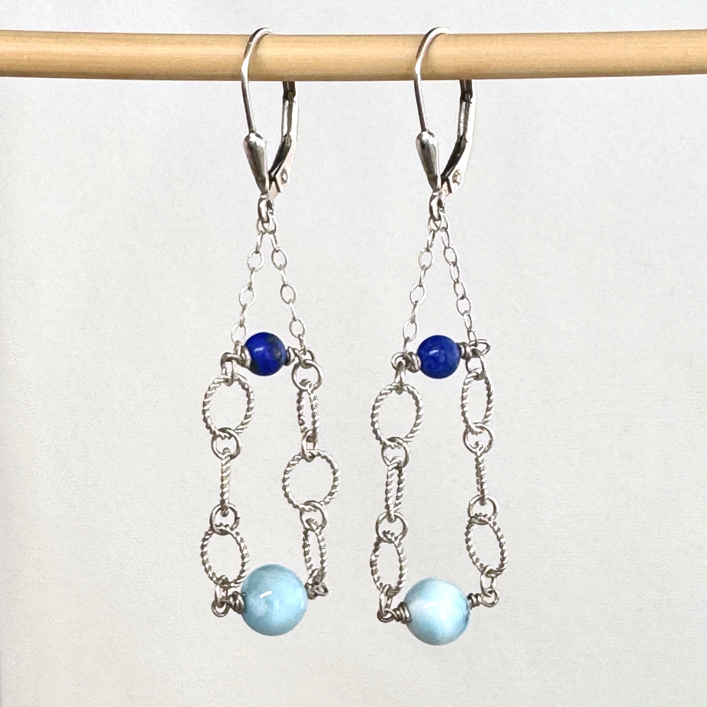 Larimar & Lapis Sterling Silver Drop Earrings