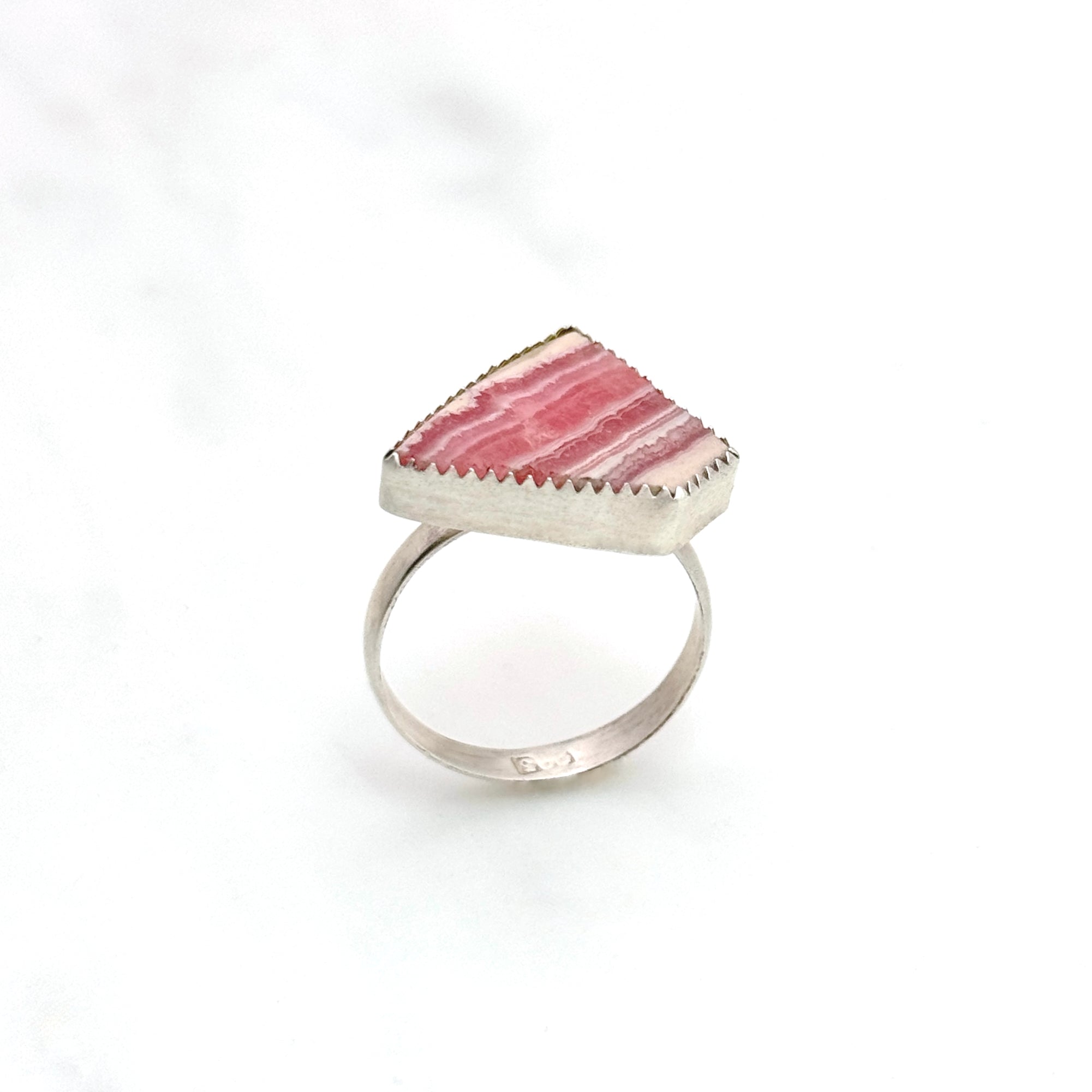 Rhodochrosite Sterling Silver Geometric Ring