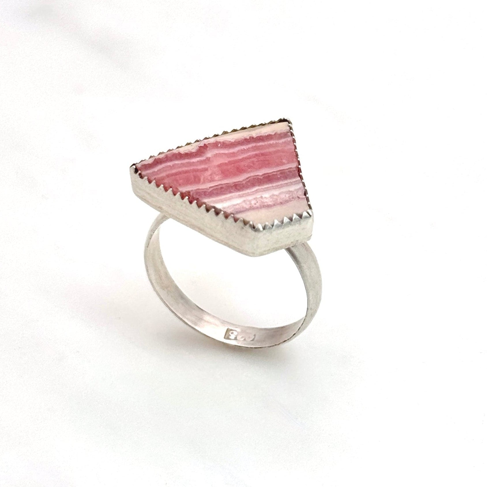 Sterling Silver Rhodochrosite Geometric Ring