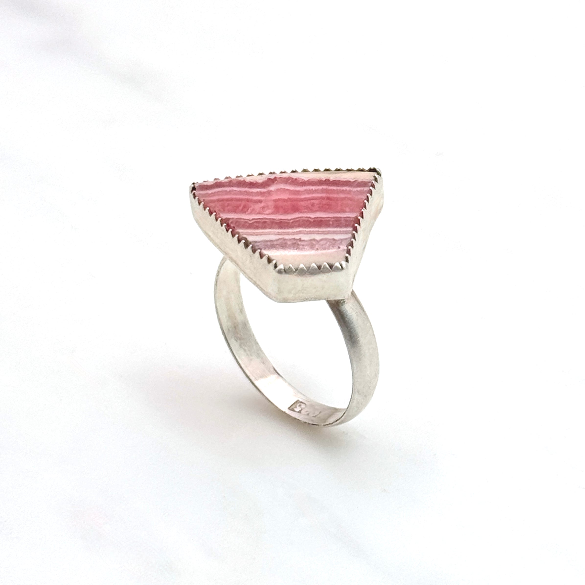 Rhodochrosite Sterling Silver Geometric Ring