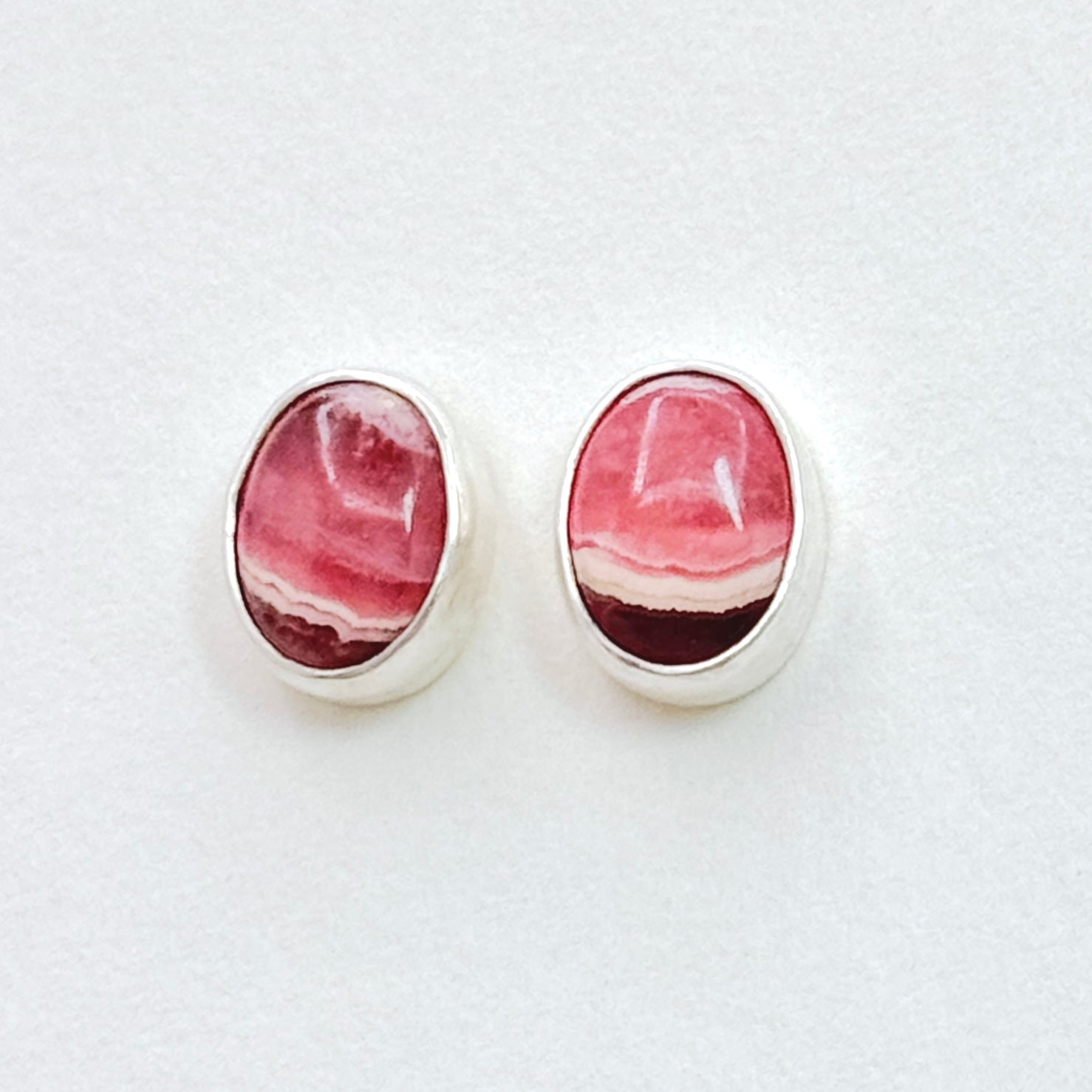 Sterling Silver Rhodochrosite Stud Earrings