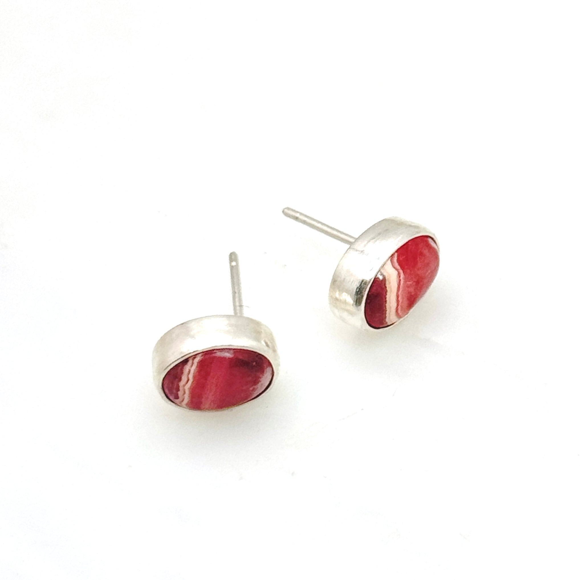 Sterling Silver Rhodochrosite Stud Earrings