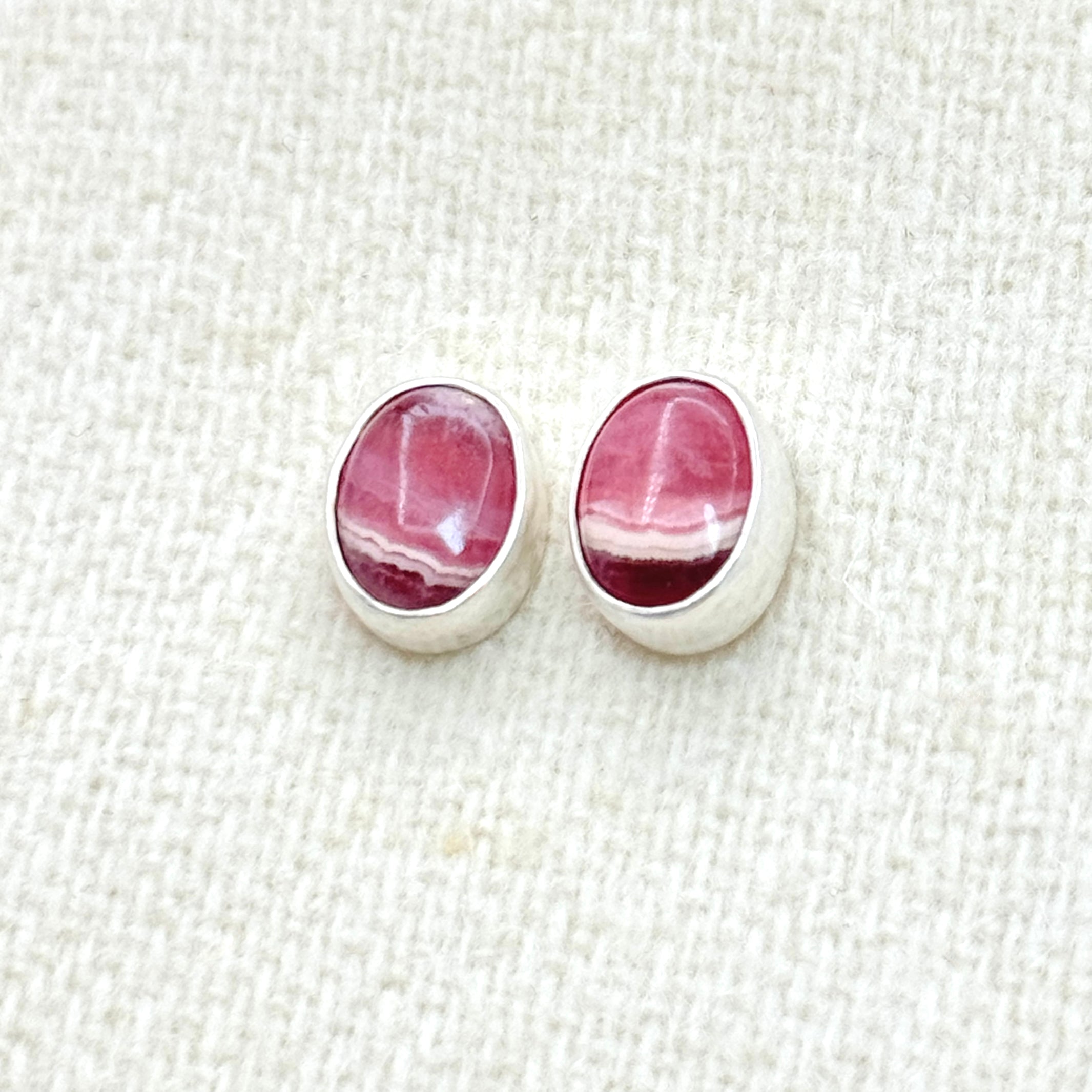 Sterling Silver Rhodochrosite Stud Earrings