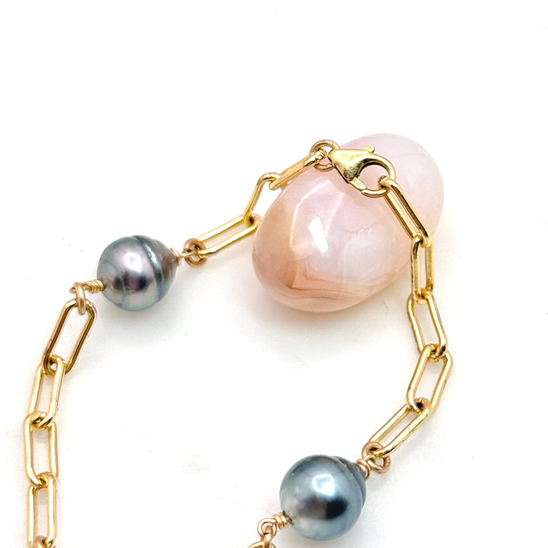 Tahitian Pearl Trio 14Kt GF Paperclip Bracelet