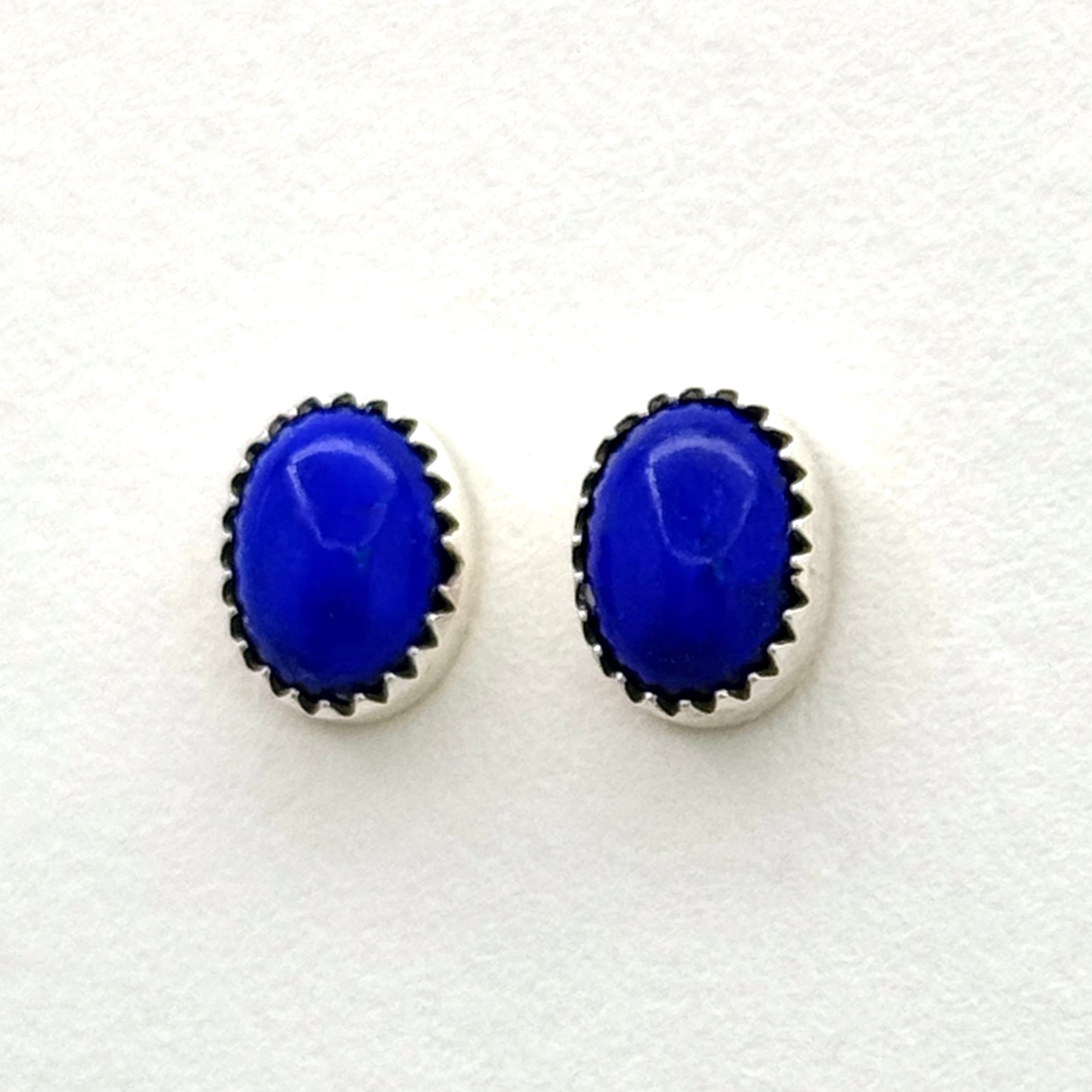 Sterling Silver Lapis Oval Stud Earrings
