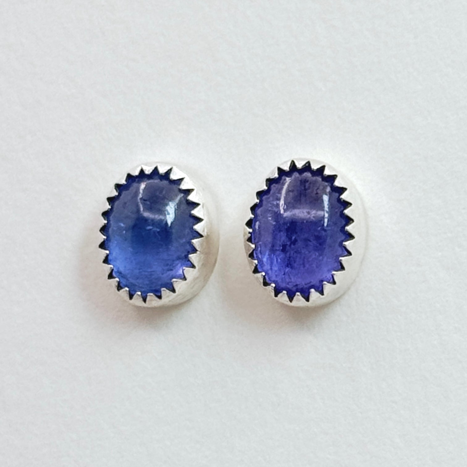 Sterling Silver Tanzanite Oval Stud Earrings