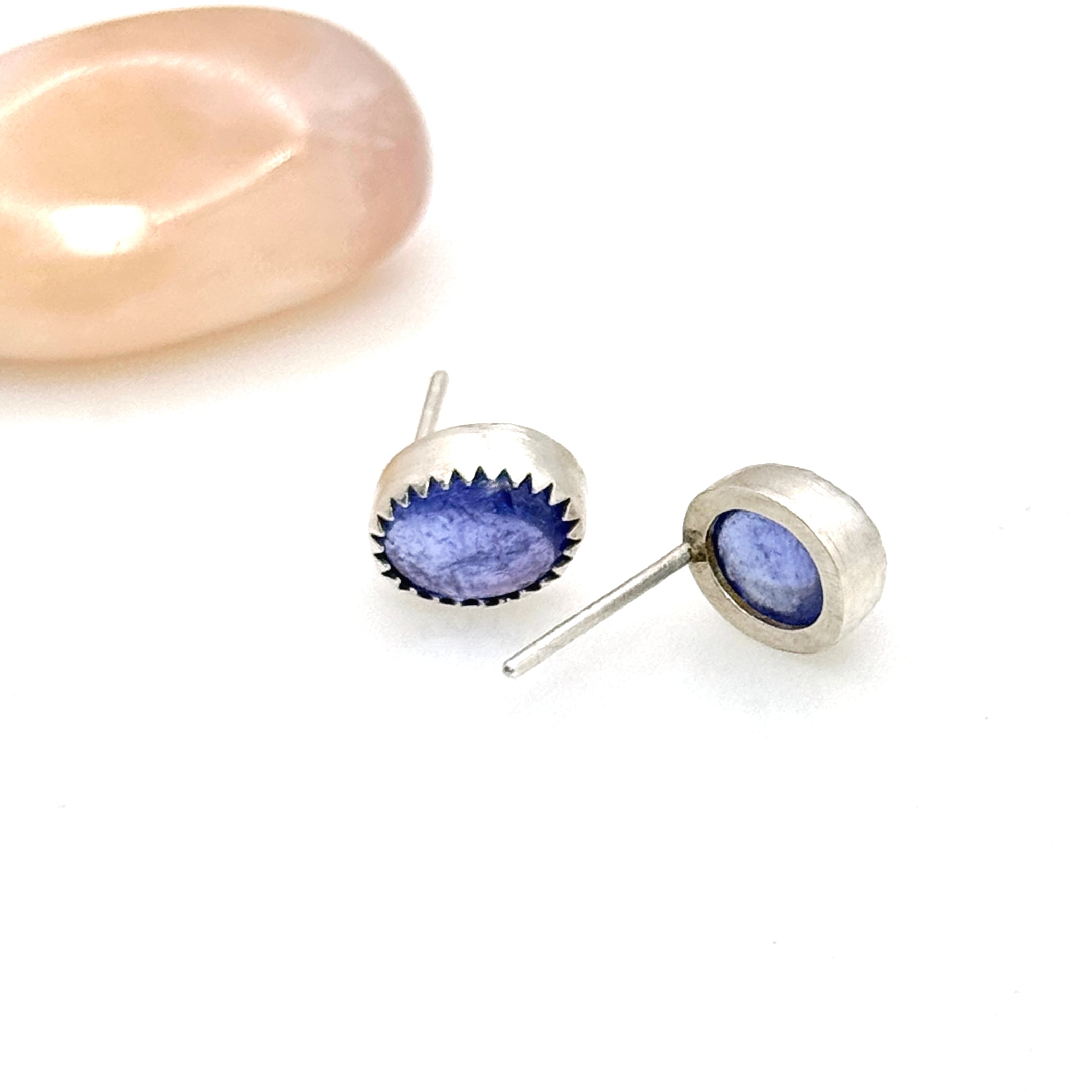 Sterling Silver Tanzanite Oval Stud Earrings