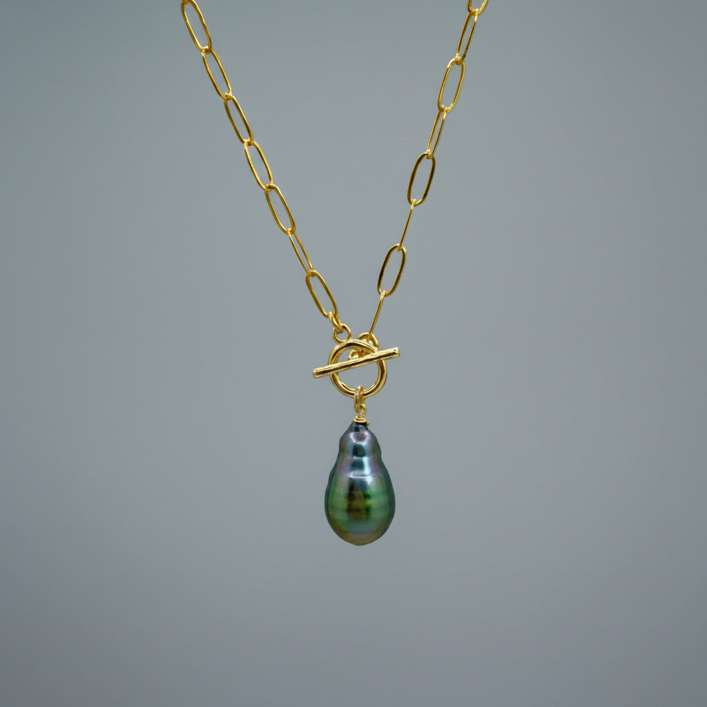 14k Gold-Filled Tahitian Pearl Drop Necklace