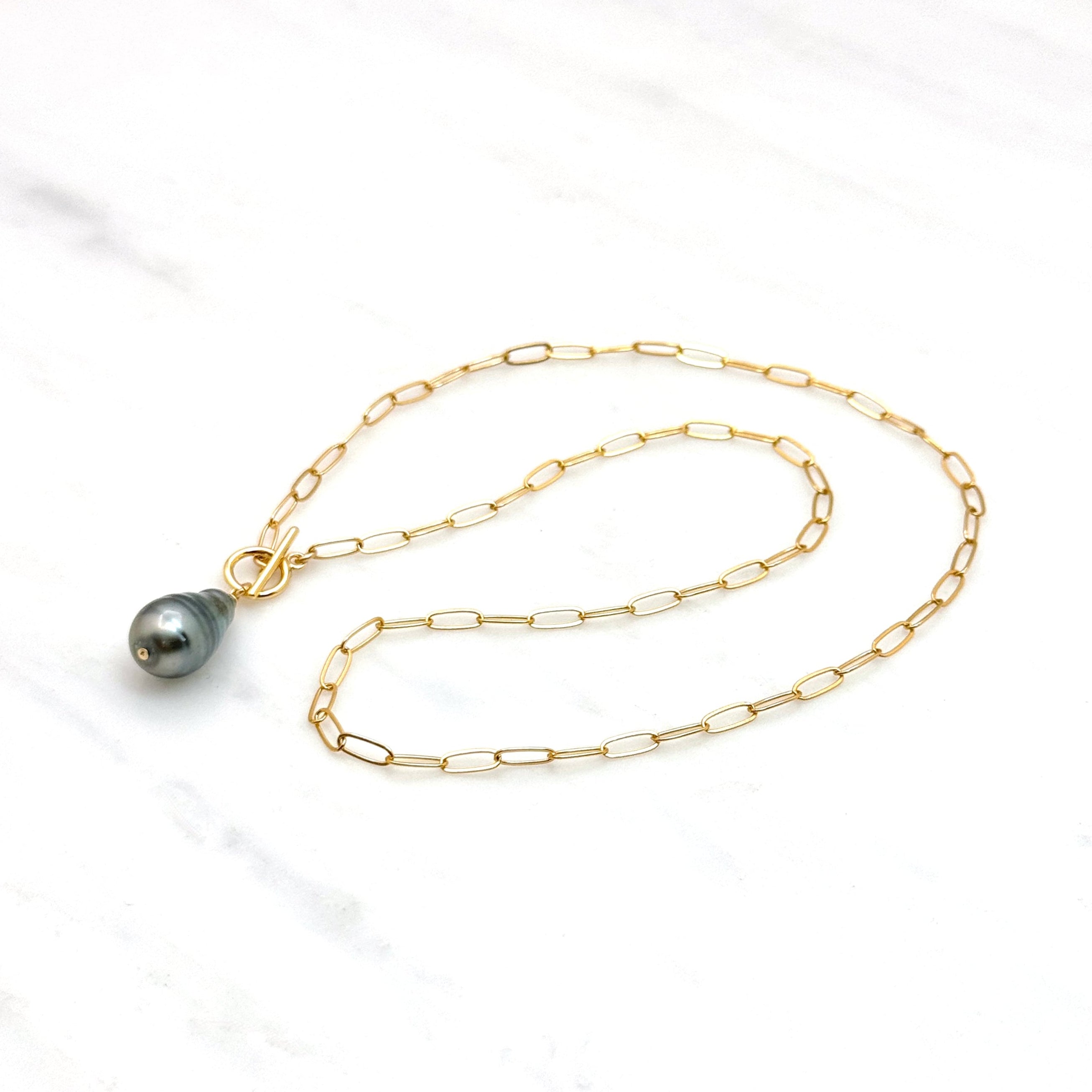 14k Gold-Filled Tahitian Pearl Drop Necklace