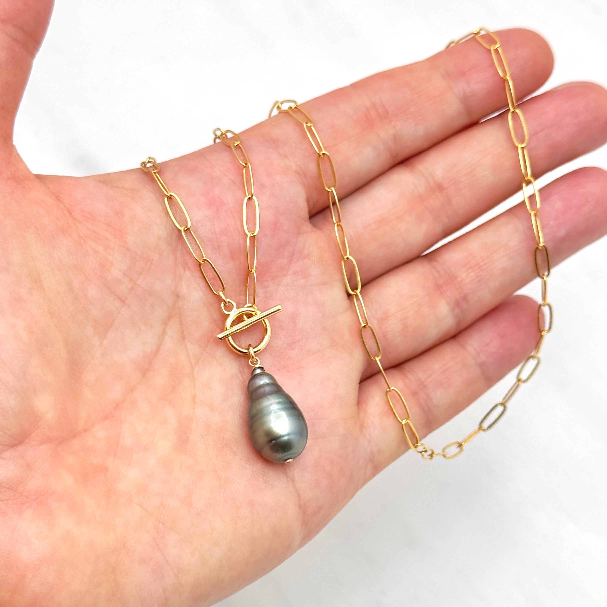 14k Gold-Filled Tahitian Pearl Drop Necklace