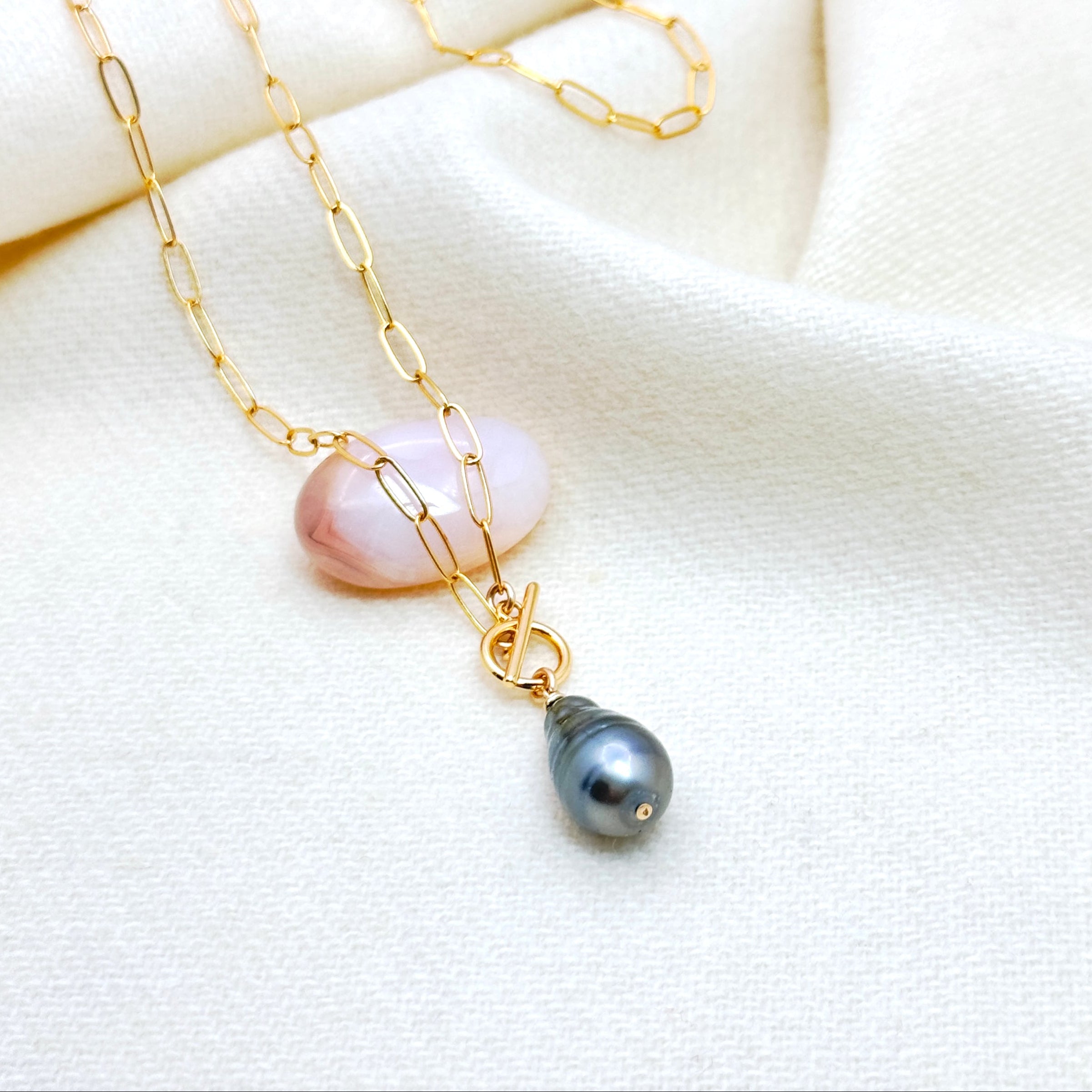 14k Gold-Filled Tahitian Pearl Drop Necklace