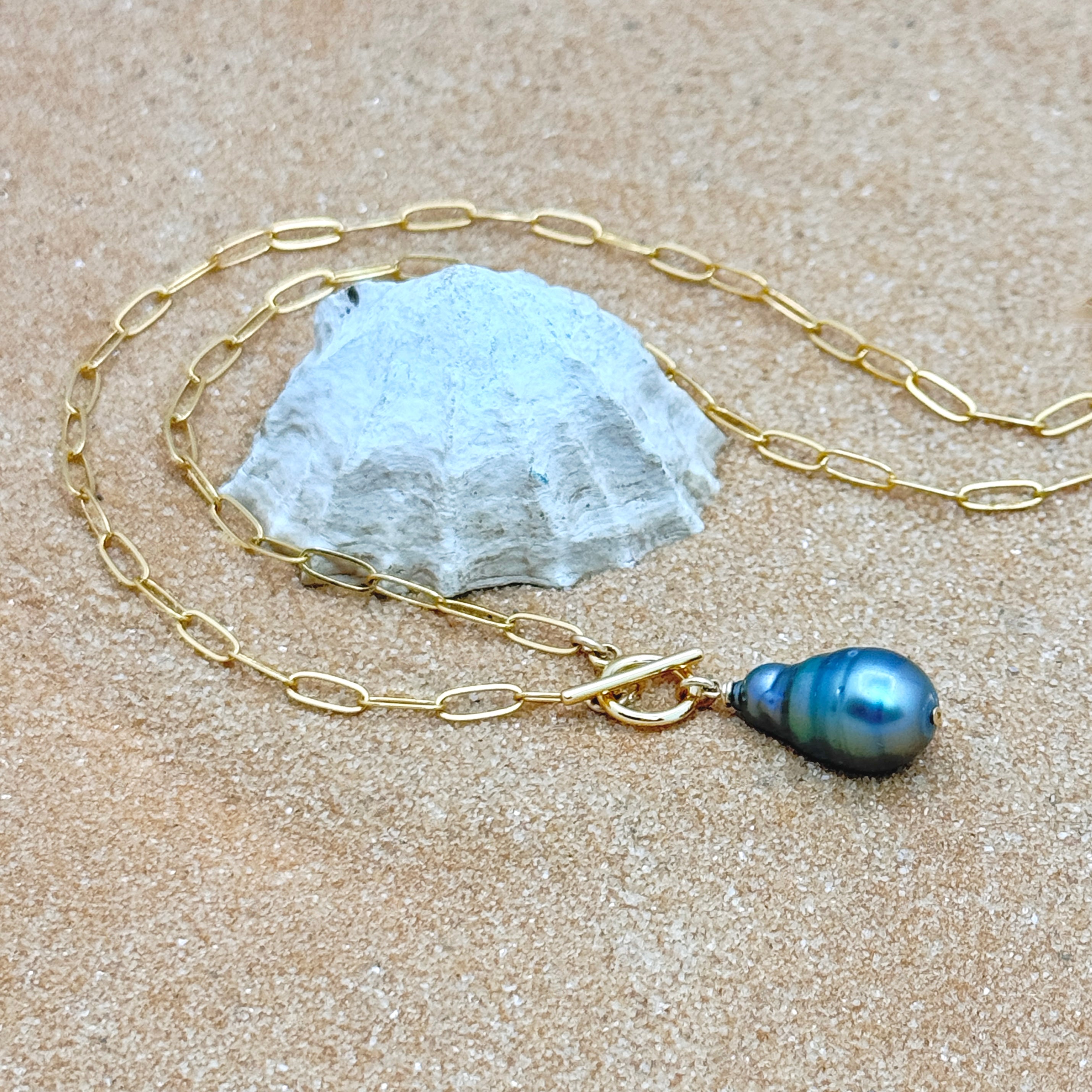 14k Gold-Filled Tahitian Pearl Drop Necklace