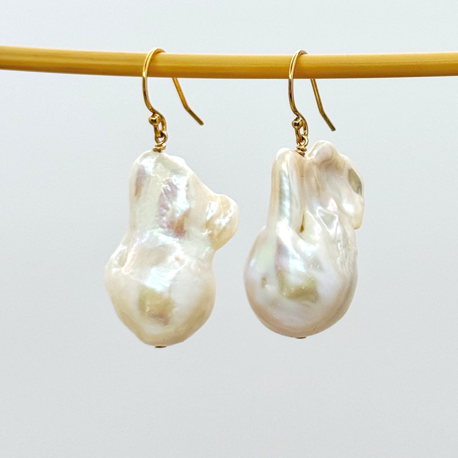 14k Gold Filled White Baroque Pearl Earrings