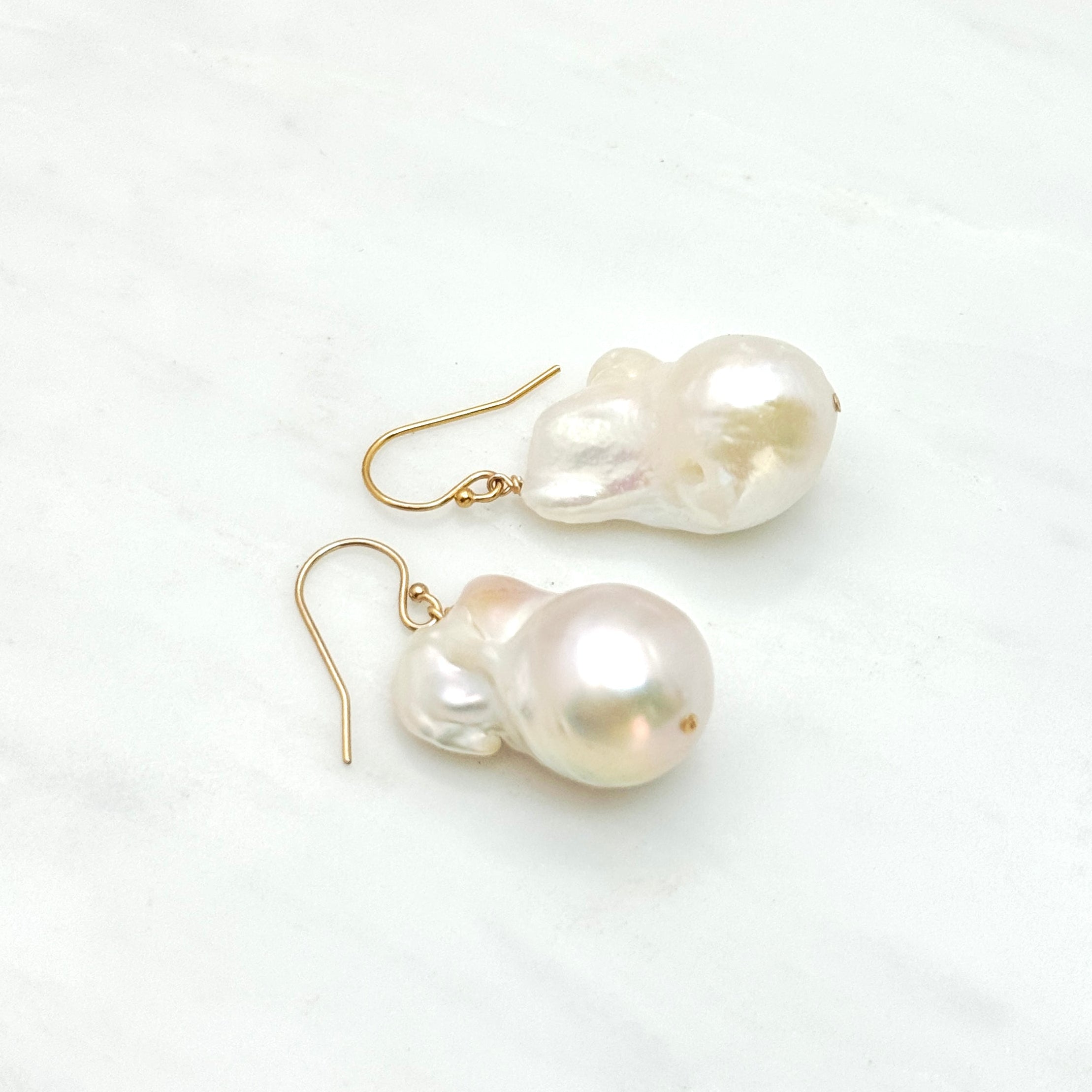 14k Gold Filled White Baroque Pearl Earrings