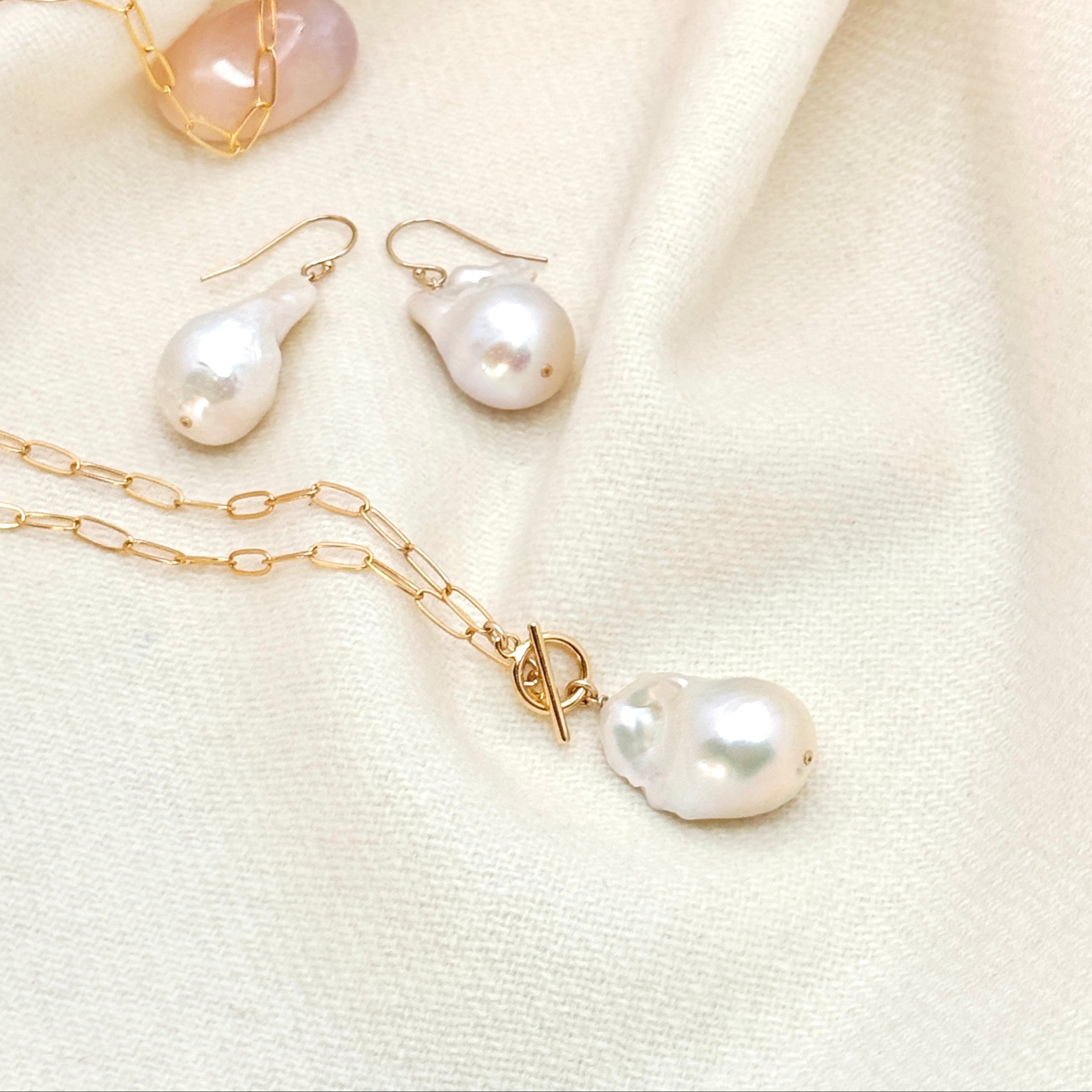 14k Gold-Filled Large Baroque Pearl Necklace