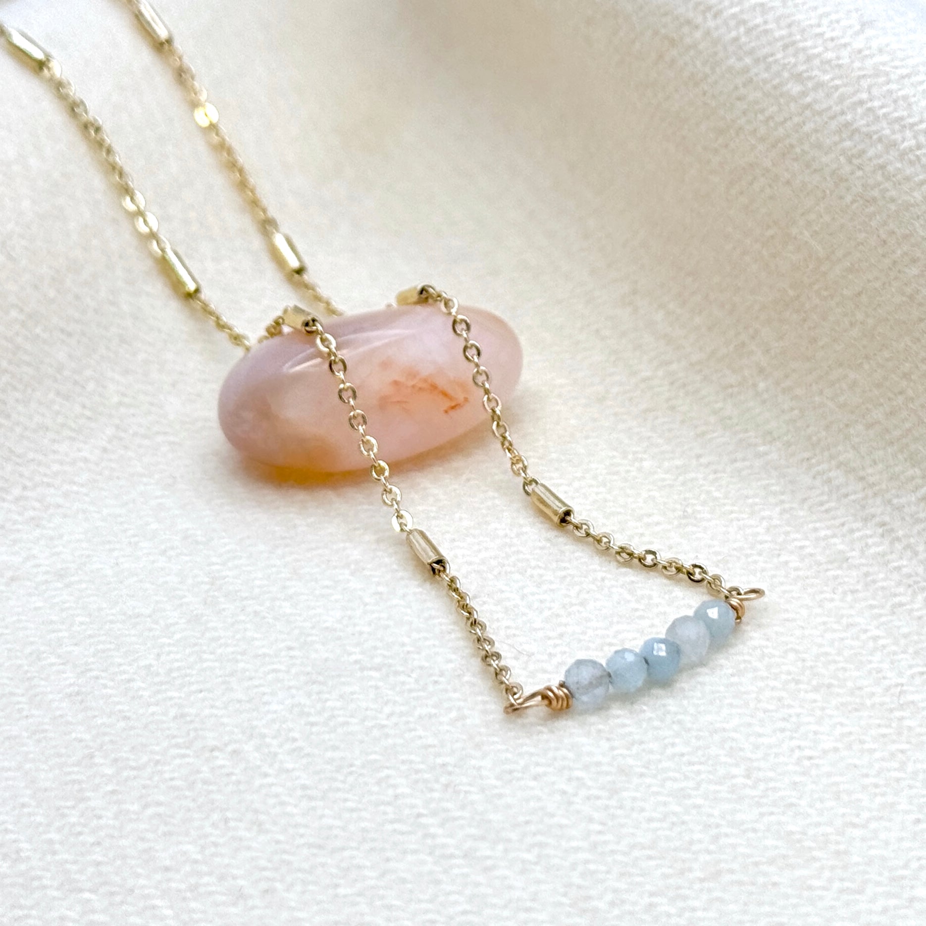 Aquamarine Bar On Satellite Chain Necklace