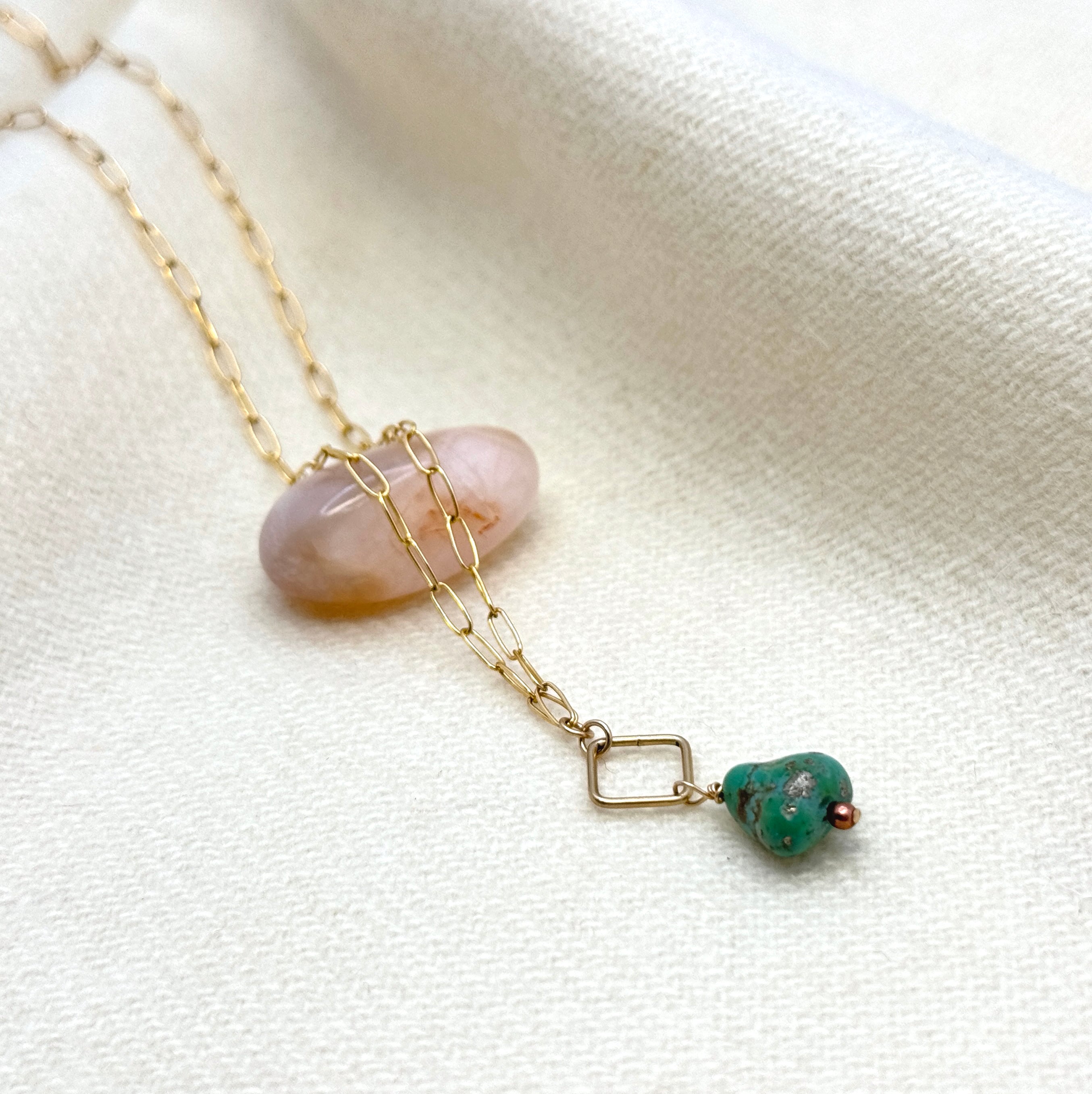 Turquoise Gold-Filled Paperclip Necklace
