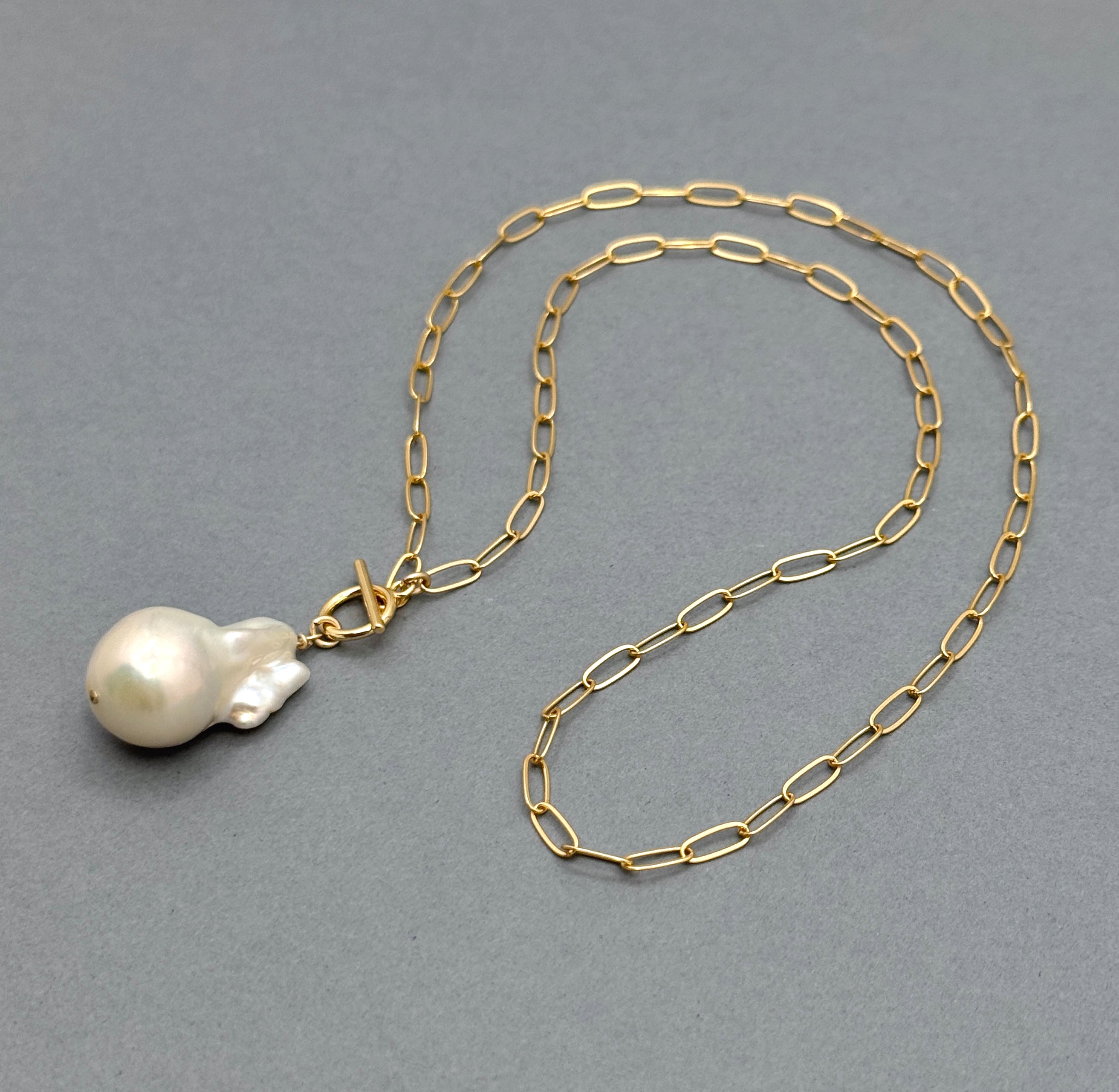 14k Gold-Filled Large Baroque Pearl Necklace