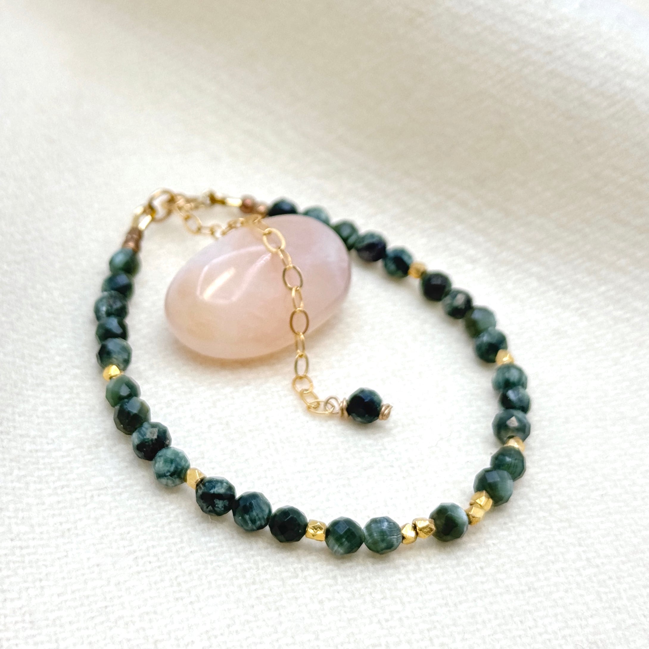 Faceted Seraphinite Gold-Filled Bracelet